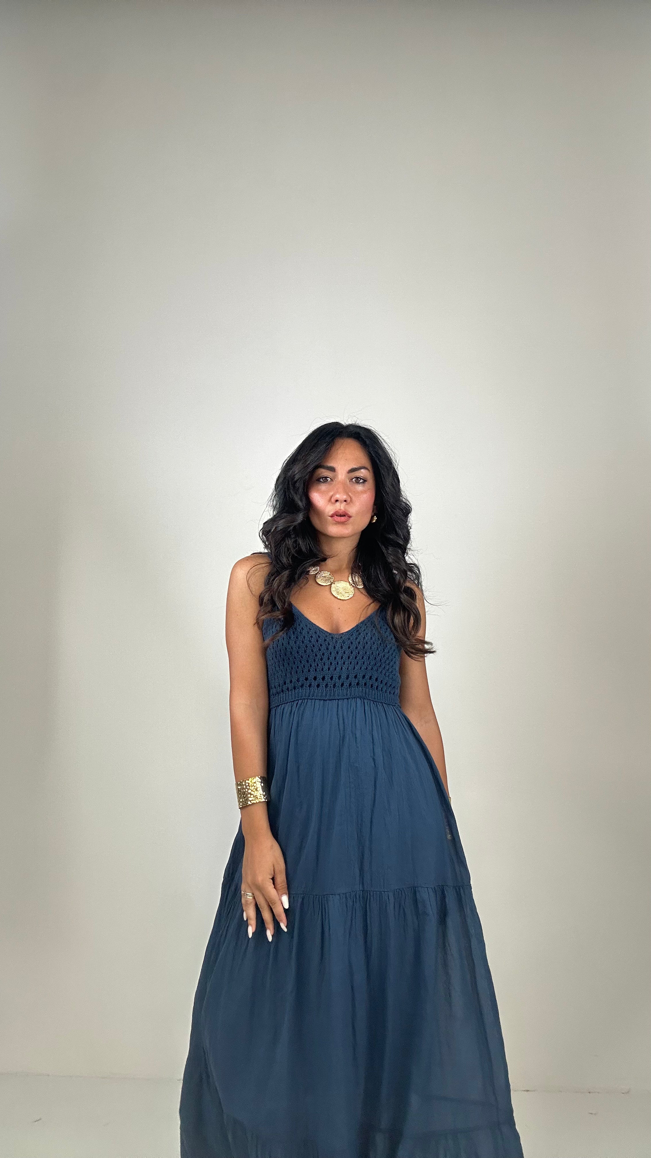 Vestito CON TOP UNCINETTO - BLU