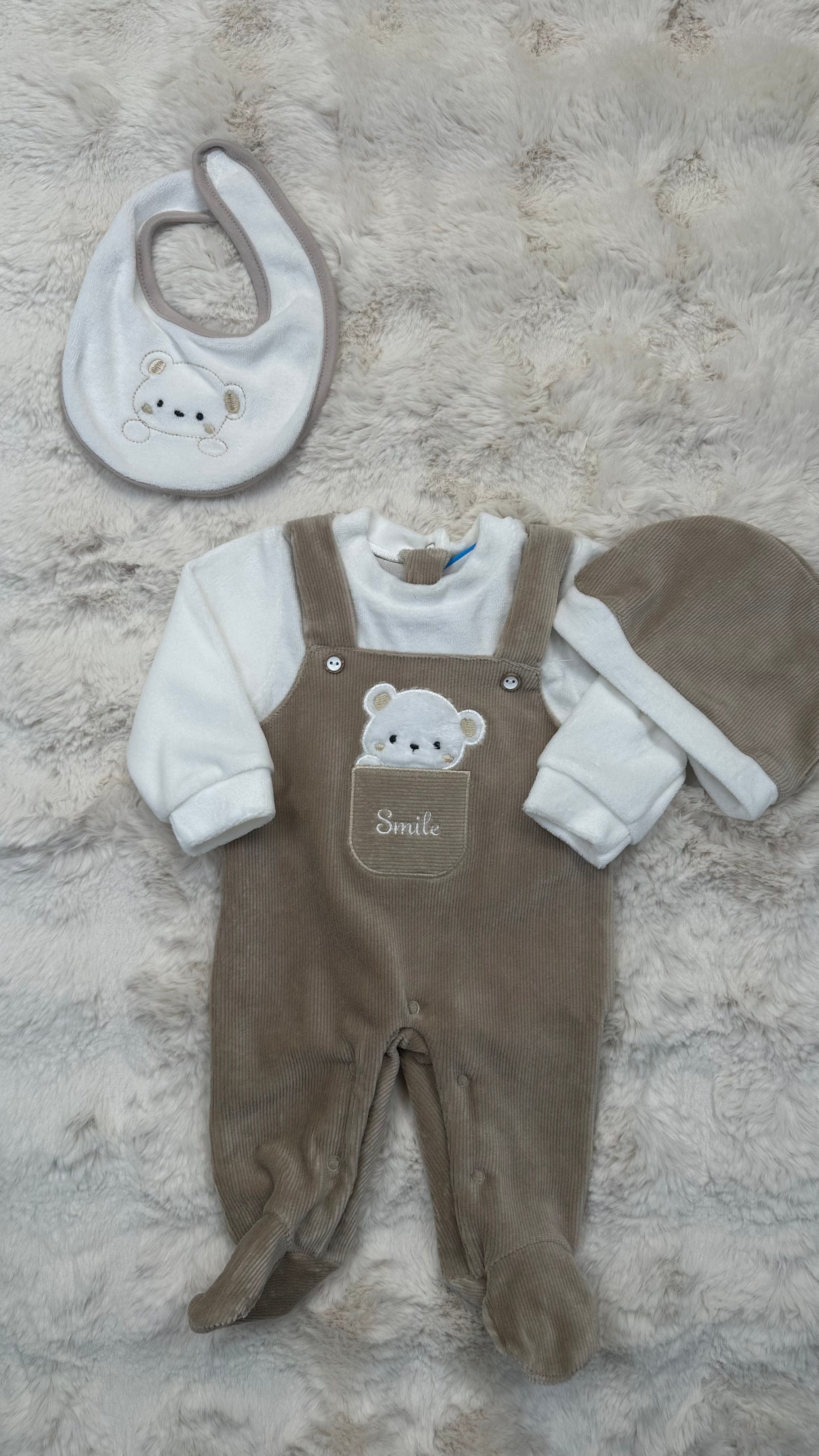 Tutina ORSO SMILE CON BAVETTA E CAPPELLO 0-12M - BE