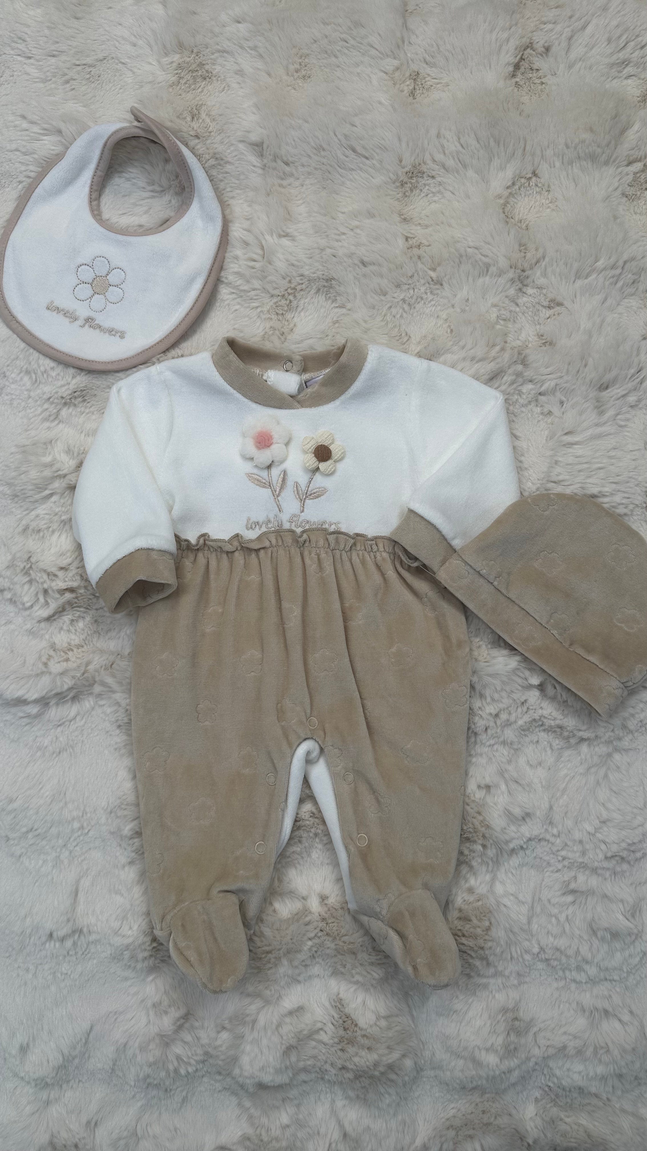 Set TUTINA + BAVETTA + CAPPELLINO - BEIGE