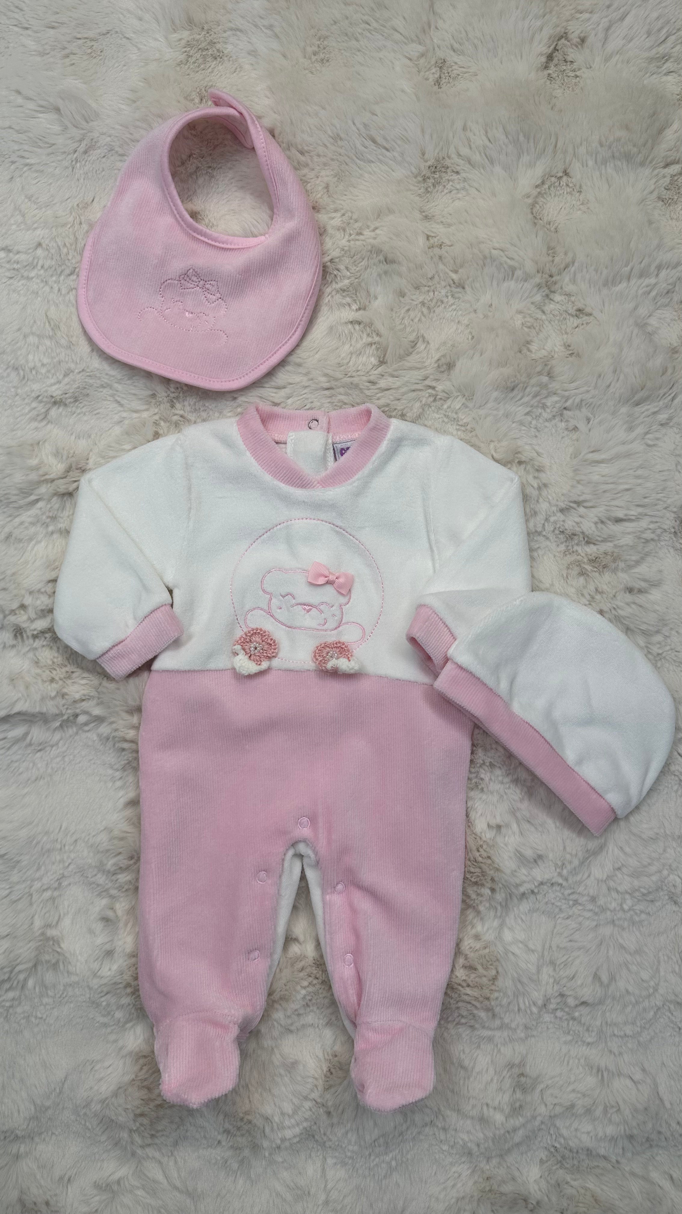 Set TUTINA + BAVETTA + CAPPELLINO - ROSA