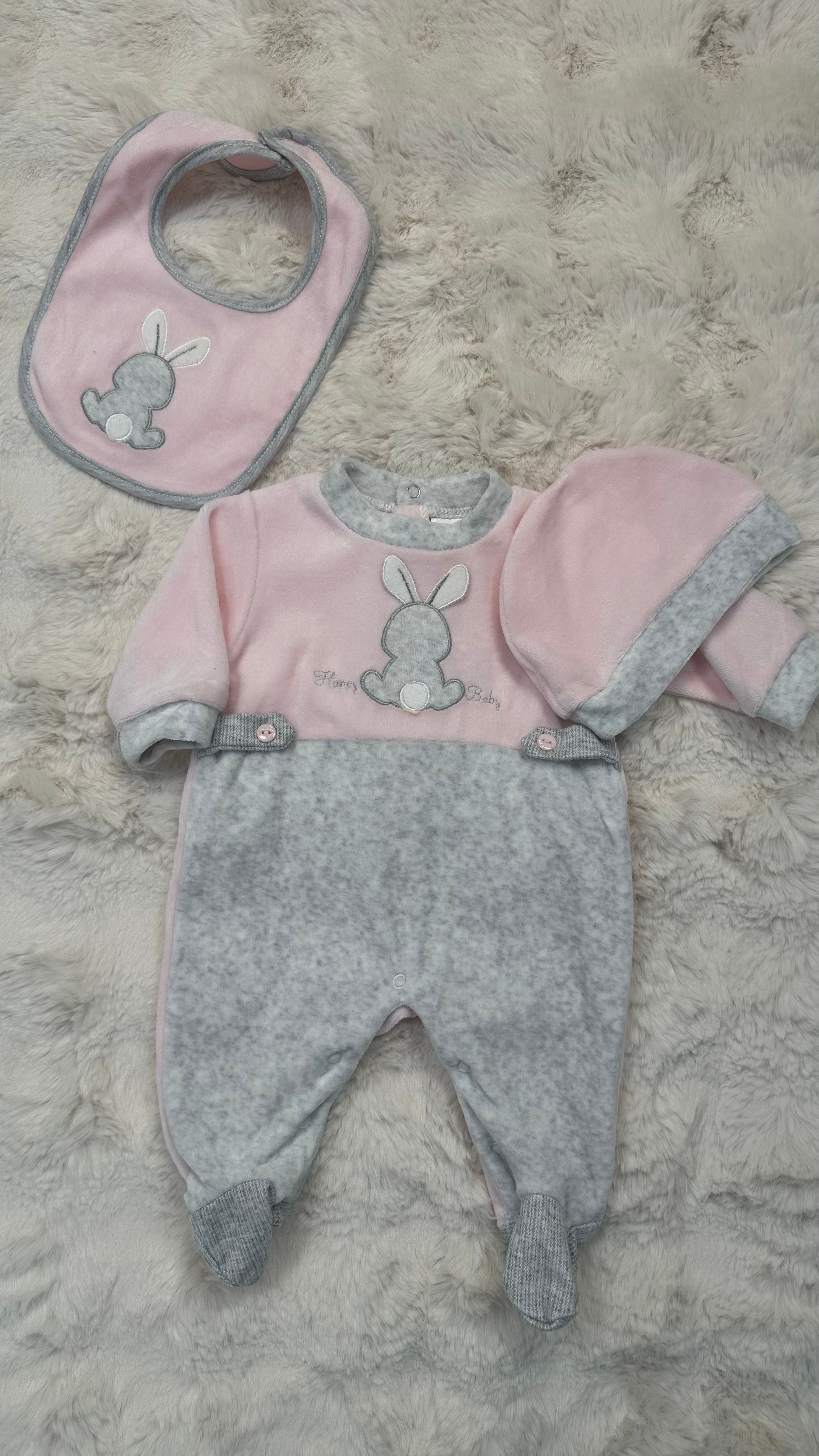 Tutina CINIGLIA CON BAVETTA E CAPPELLINO - ROSA