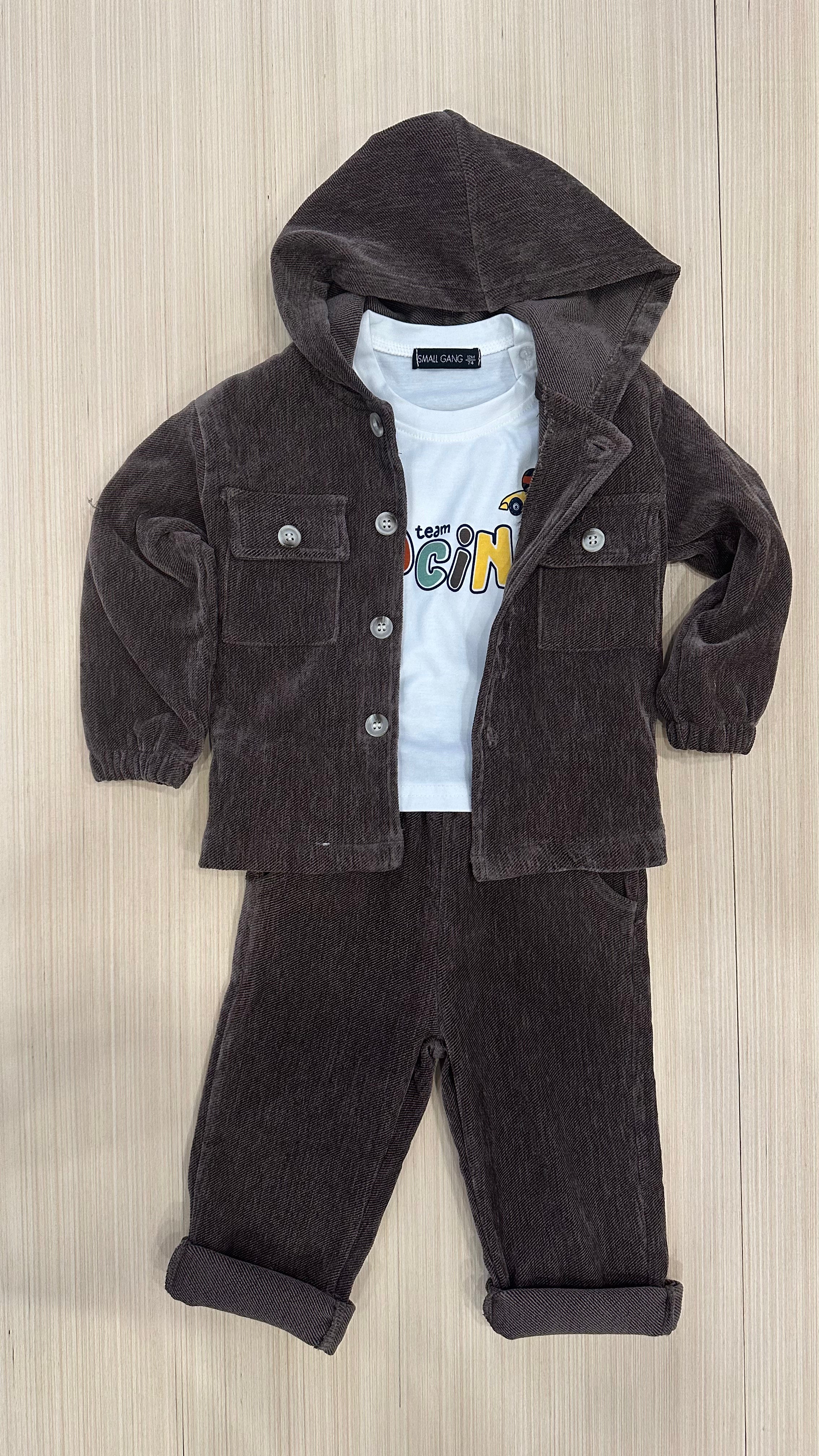 Completo 3PZ VELLUTO RACING 12-36 - MARRONE