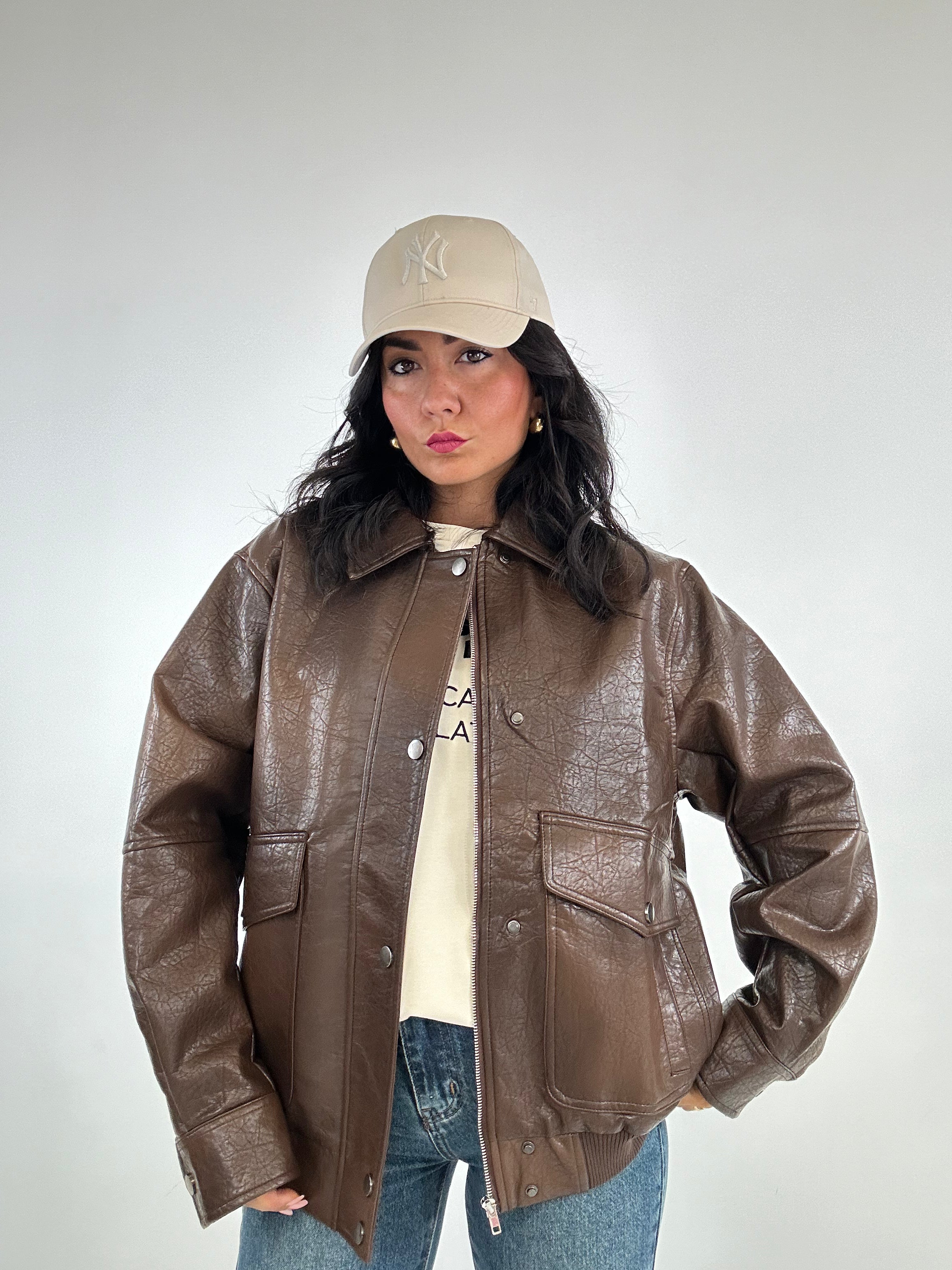 Bomber LUMINA ECOPELLE - MARRONE