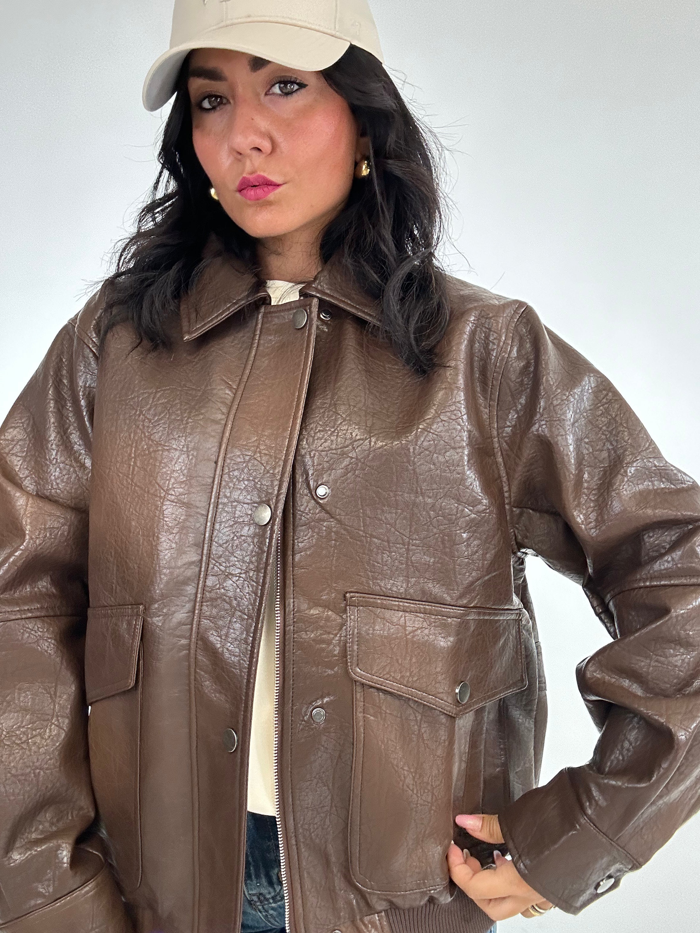 Bomber LUMINA ECOPELLE - MARRONE