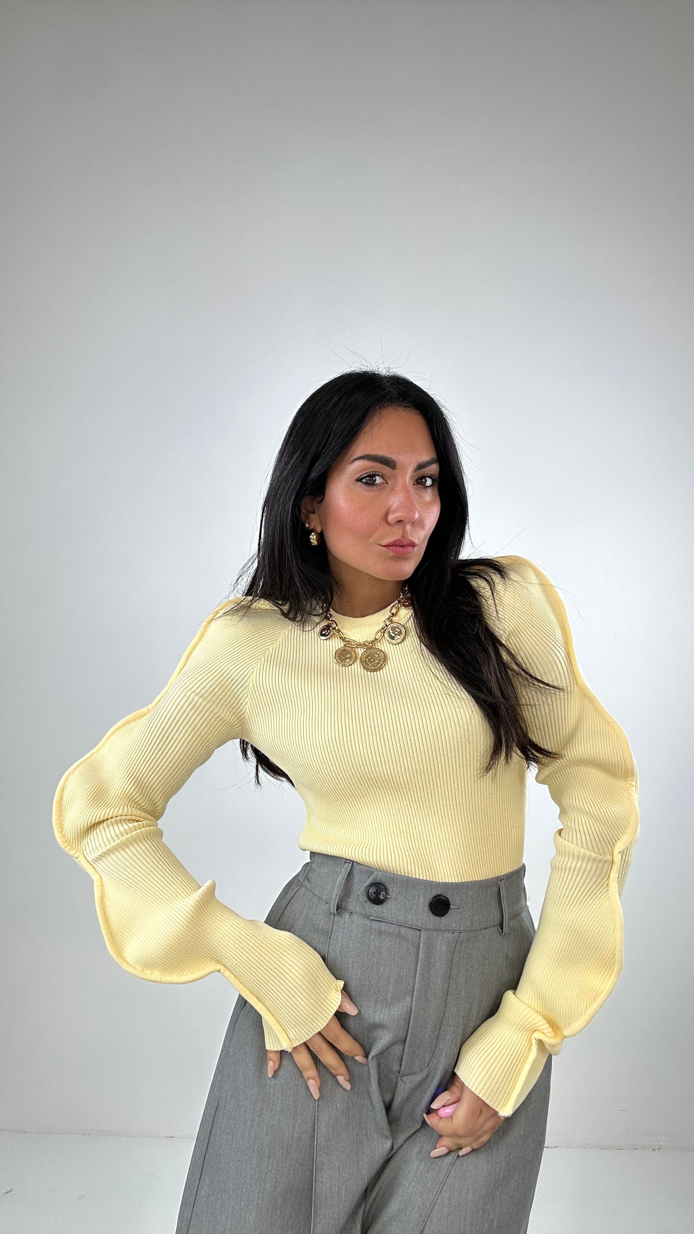 Pull MANICA ONDA - GIALLO
