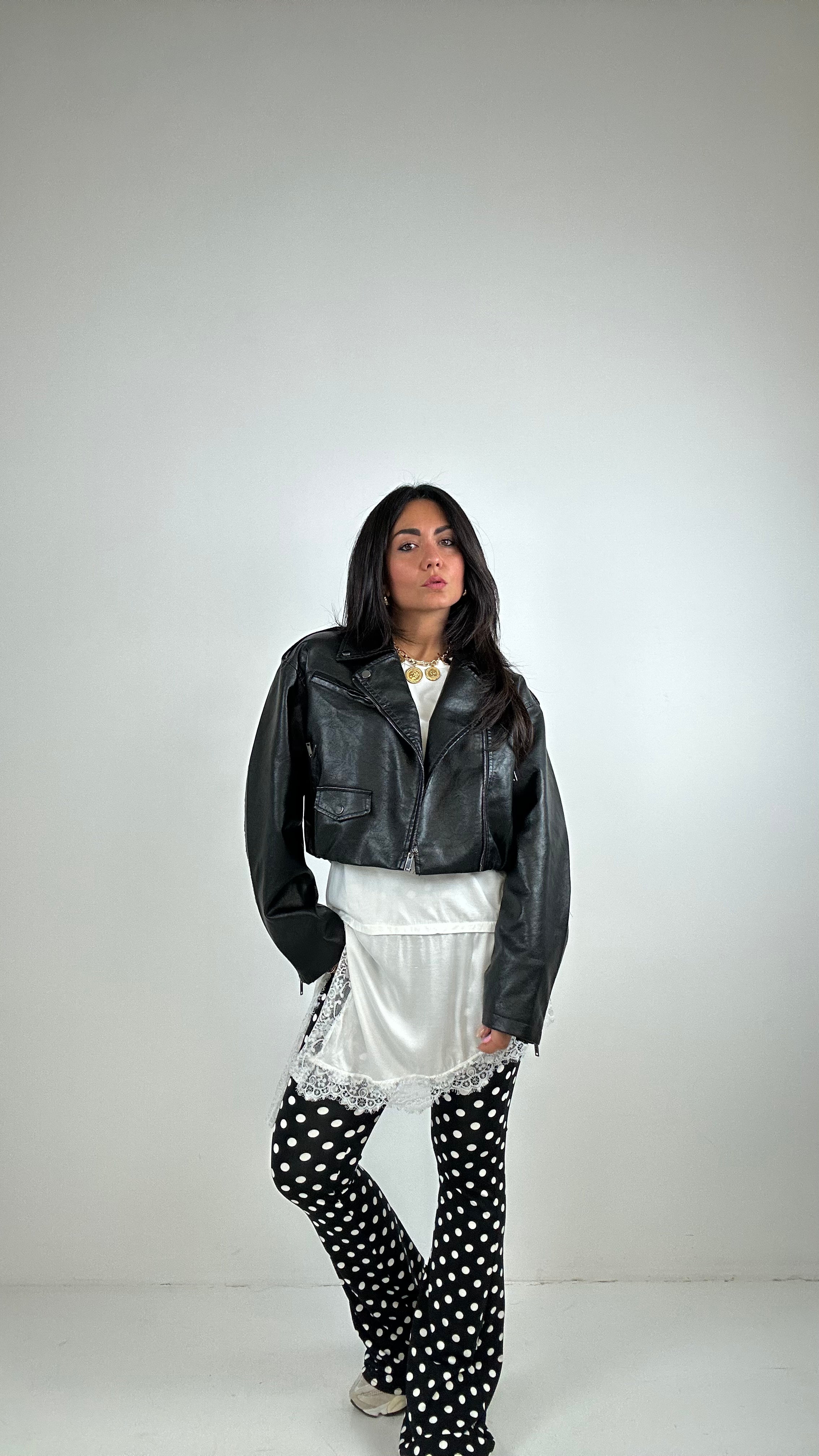 Chiodo ECOPELLE CROPPED - NERO