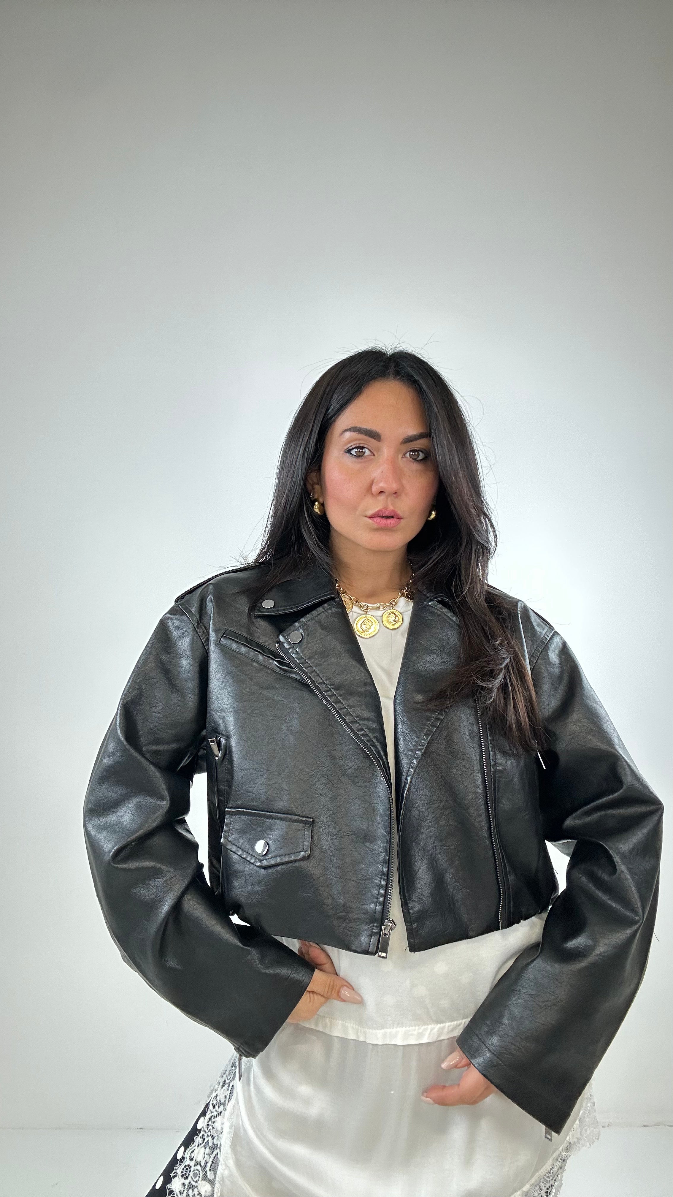 Chiodo ECOPELLE CROPPED - NERO