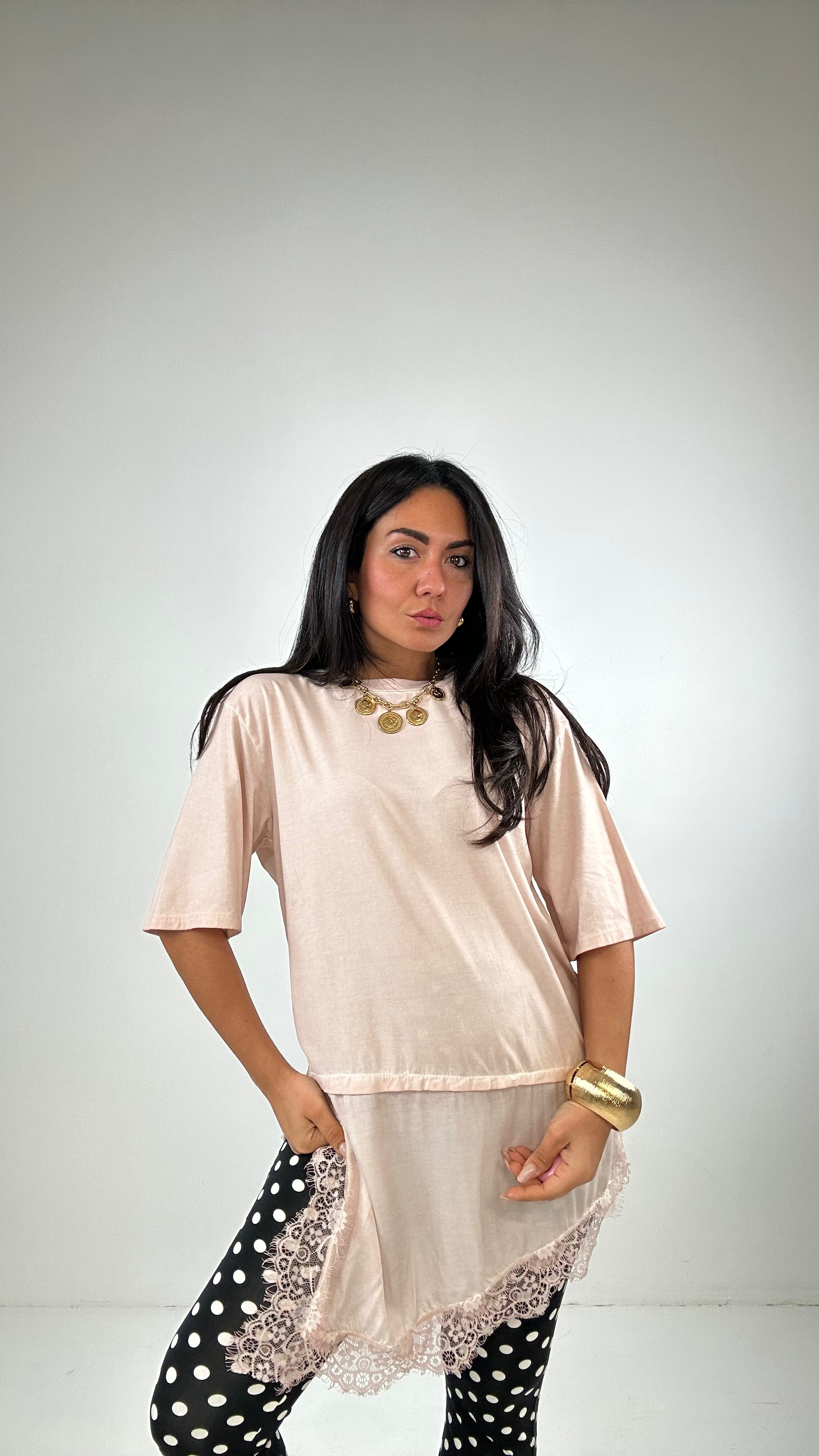 T-shirts TRASV IN PIZZO - ROSA