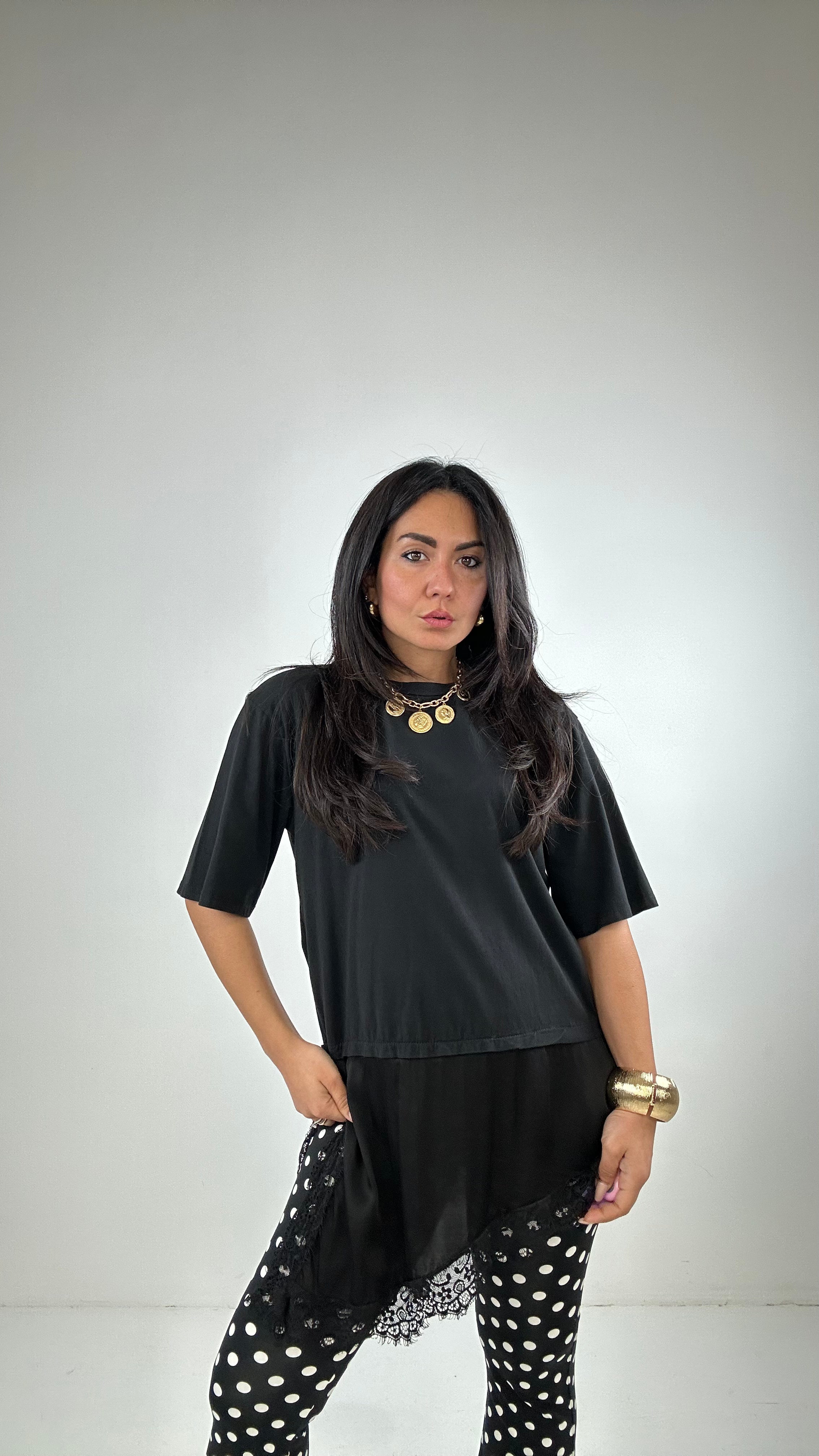 T-shirts TRASV IN PIZZO - NERO