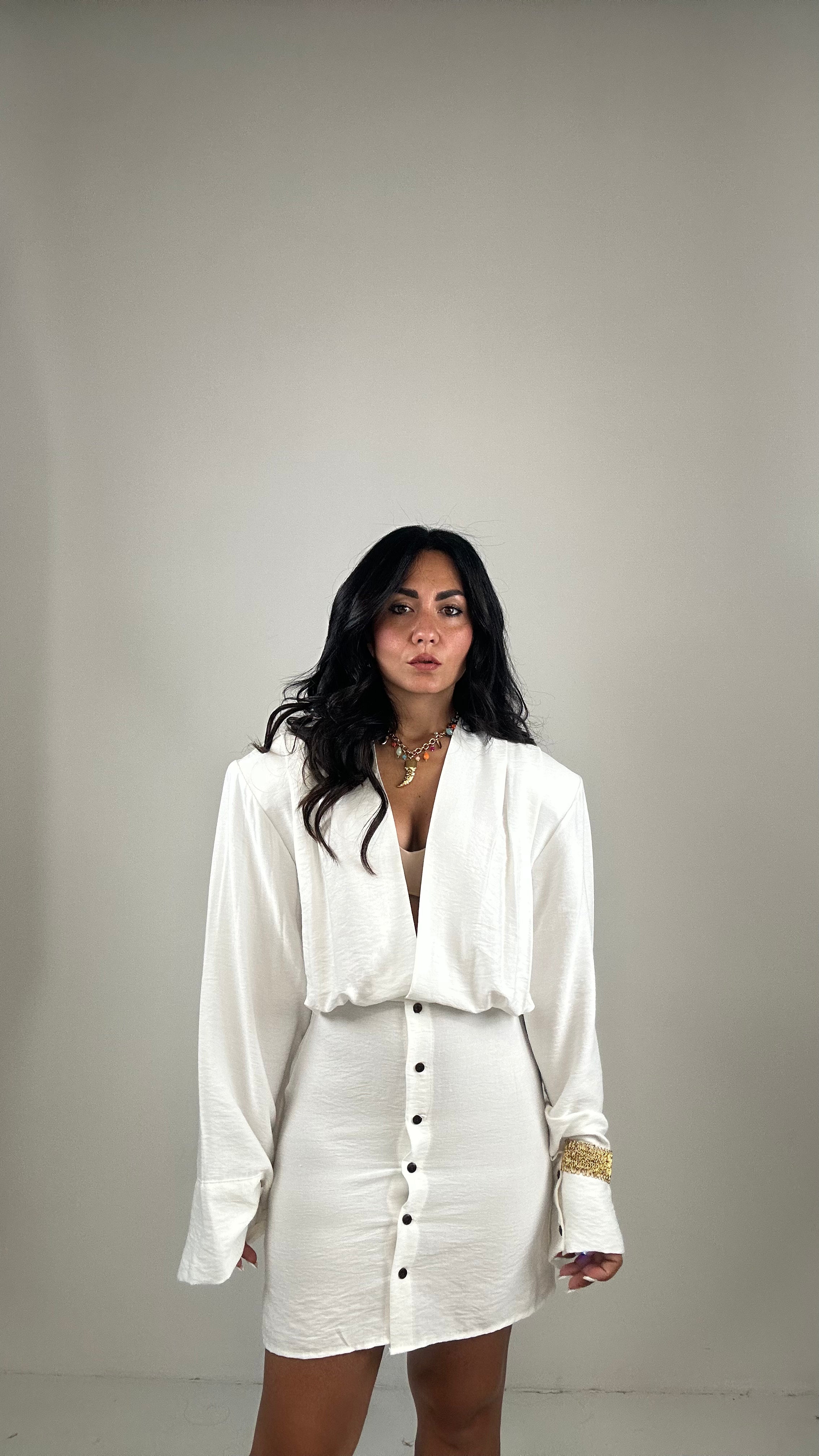 Vestito SPALLINA E BOTTONCINI - BIANCO