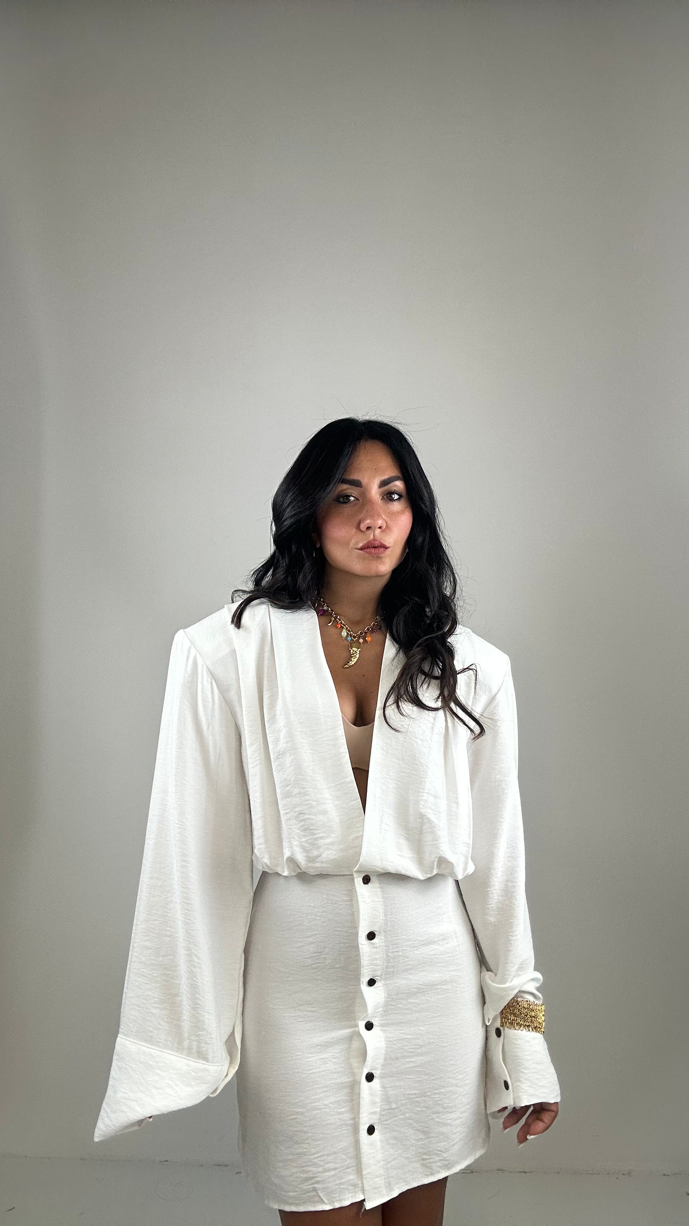 Vestito SPALLINA E BOTTONCINI - BIANCO