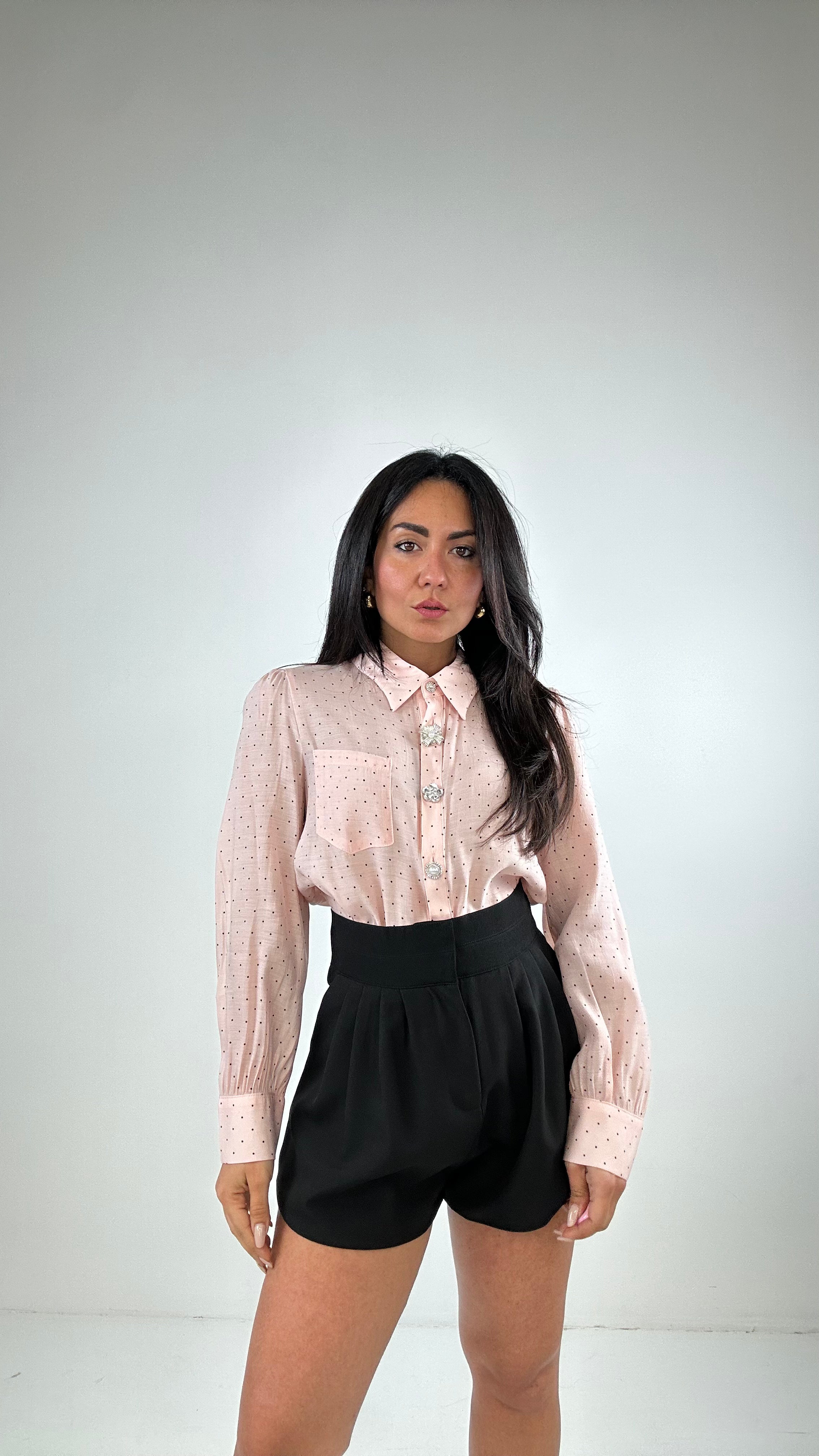 Camicia POIS BOTTONE PERLATO - ROSA