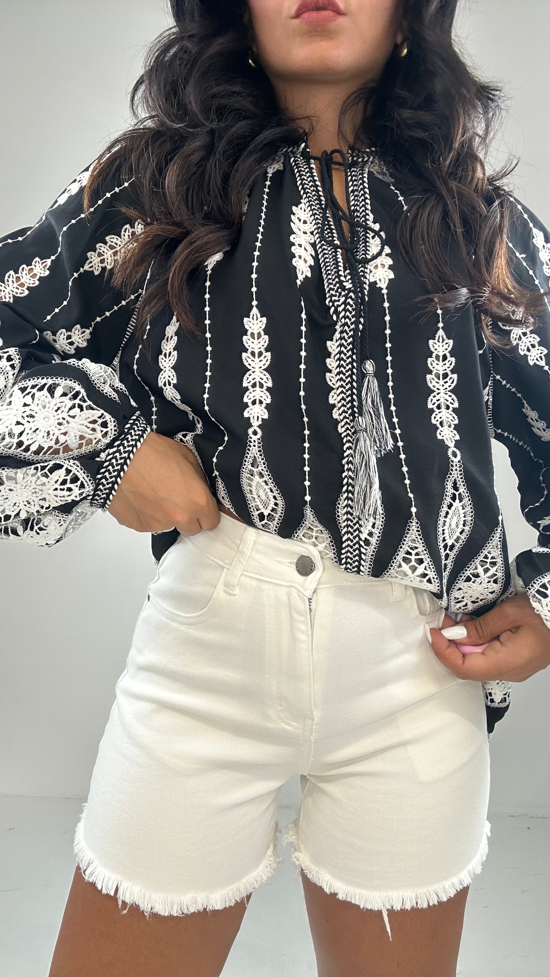 Shorts JEANS SFRANGIATO - BIANCO