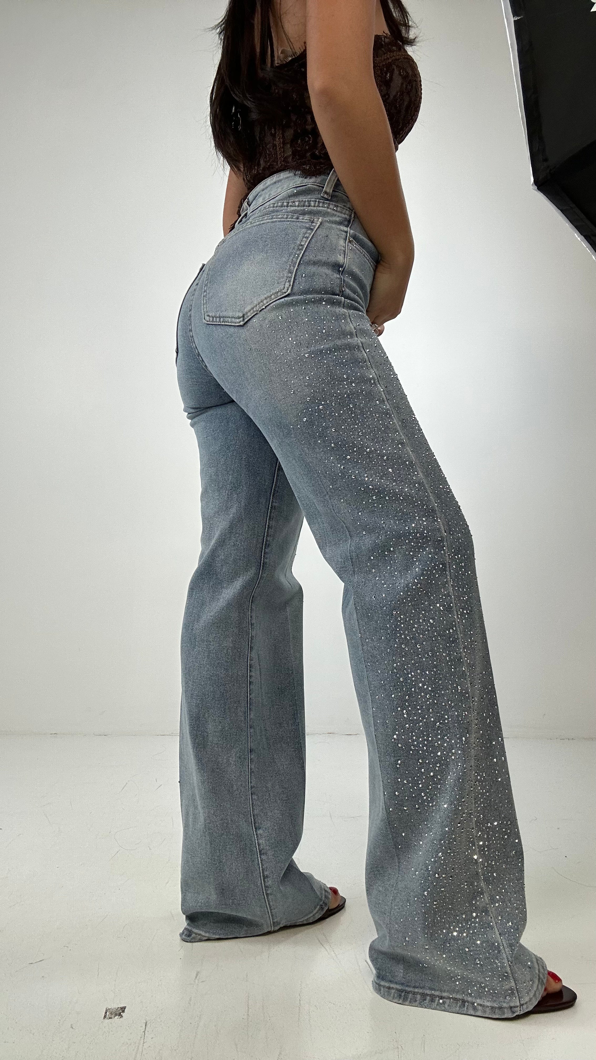 Jeans WIDELEG BRILLANTINI LATERALI - JEANS