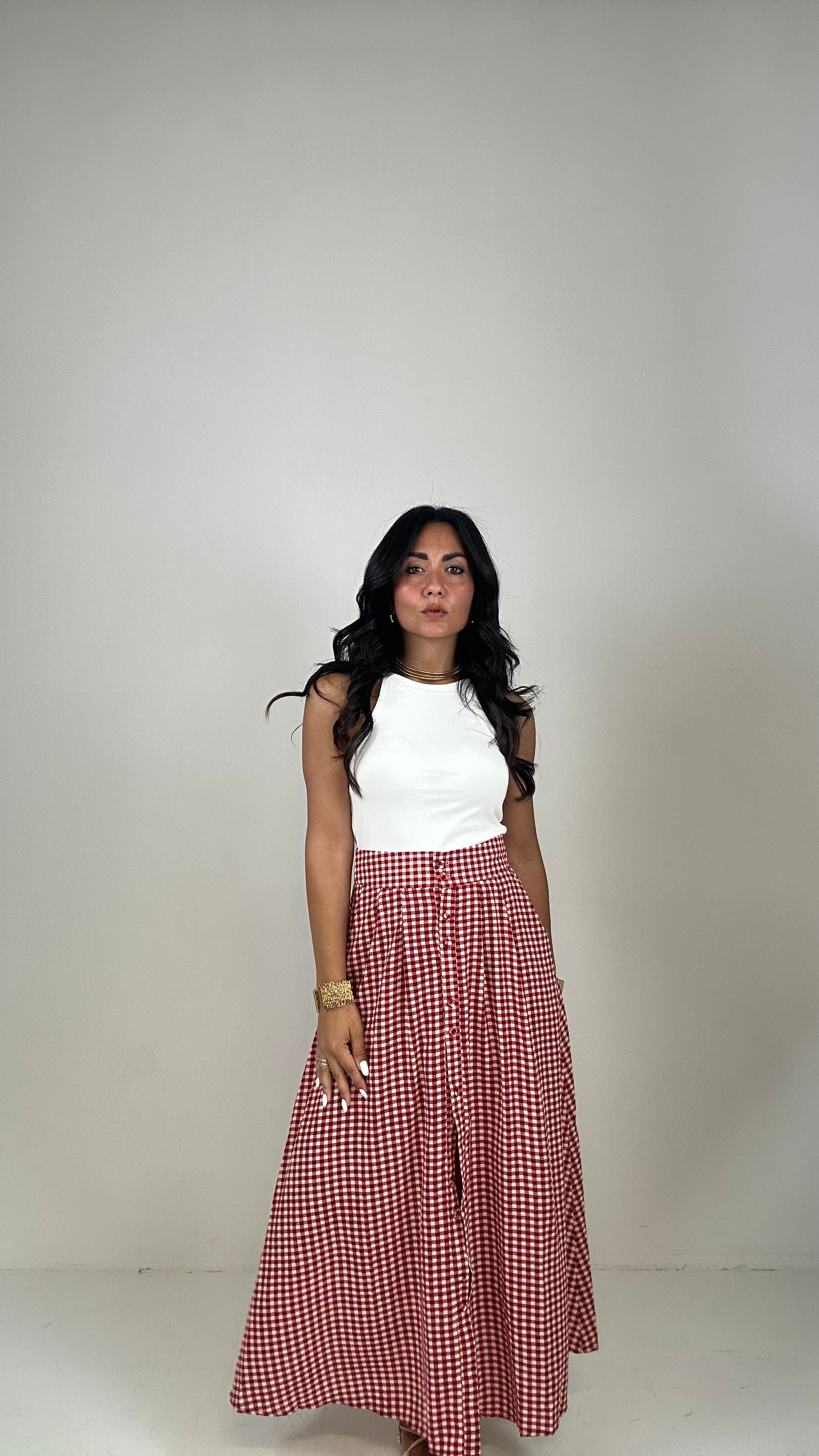 Gonna BOTTONCINI FANTASIA - ROSSO-PANNA