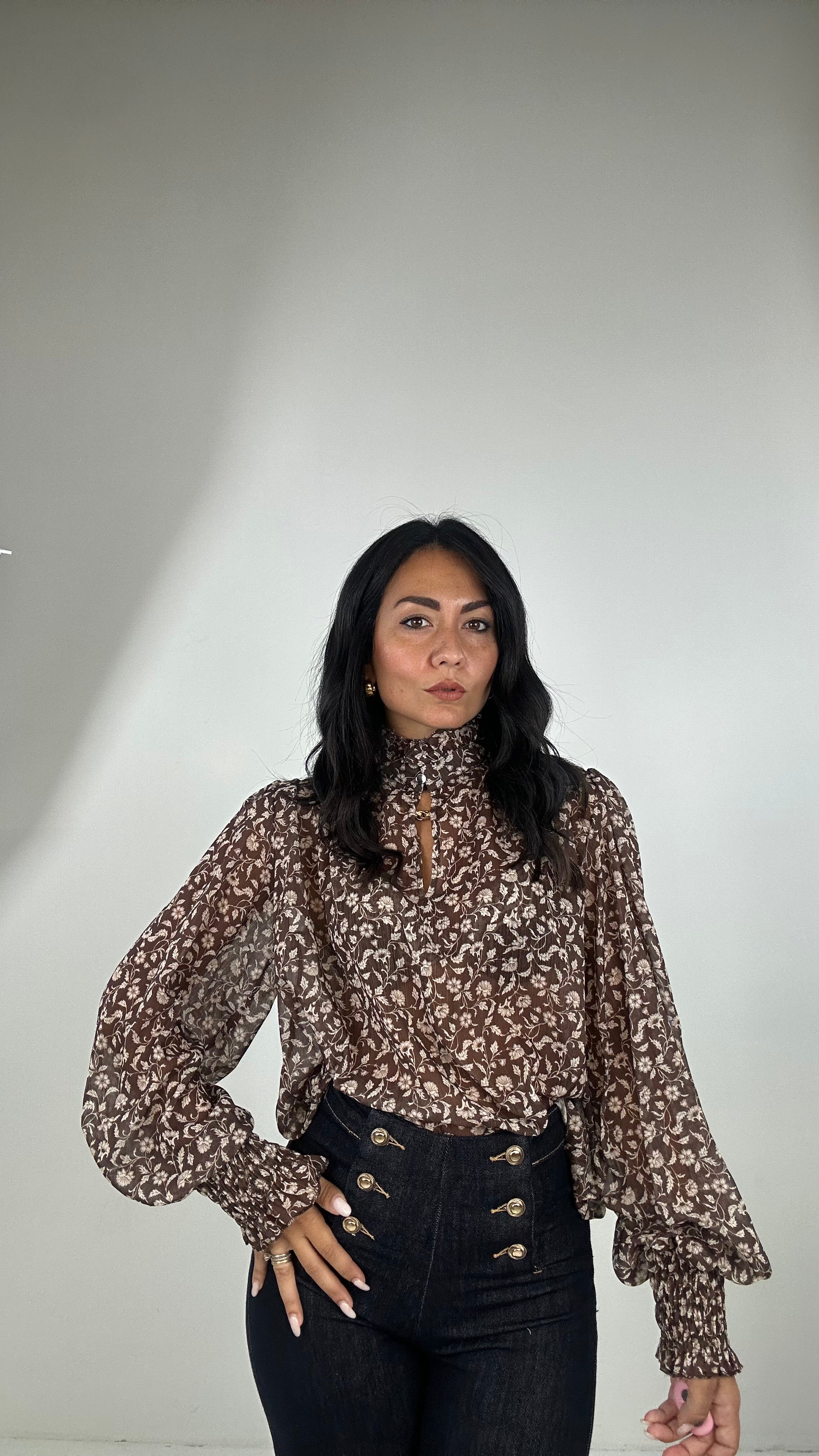 Blusa FIORE E RICCETTO - MARRONE