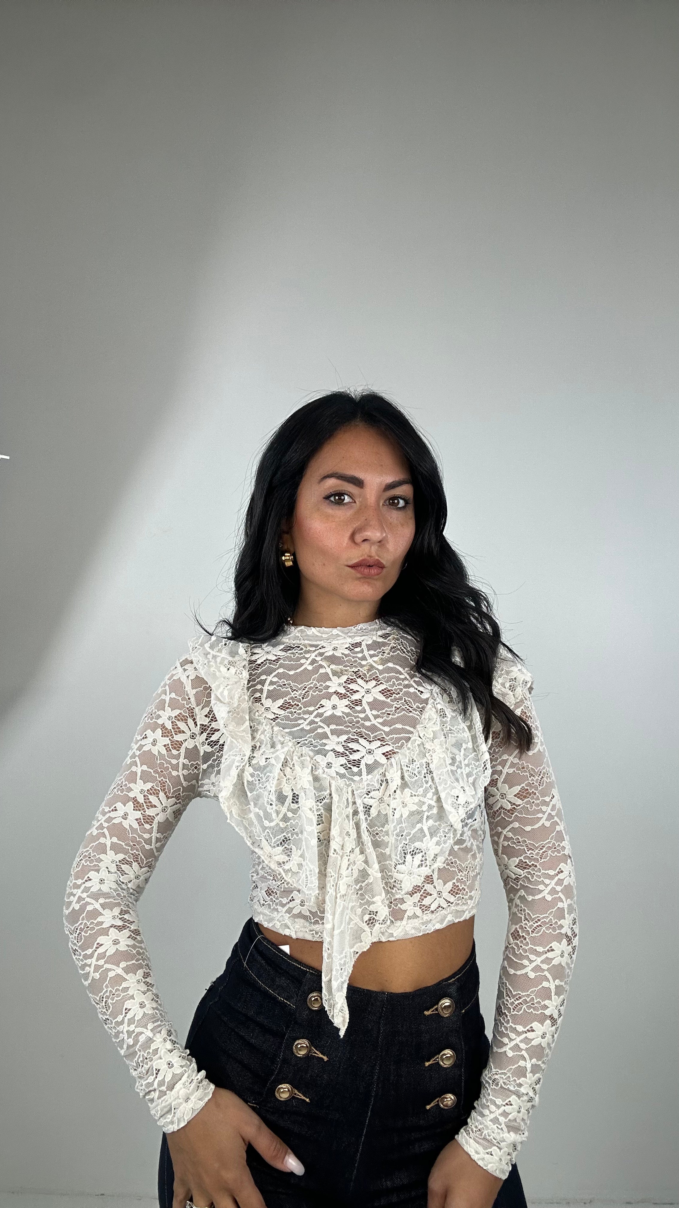 Top PIZZO CROP - BIANCO