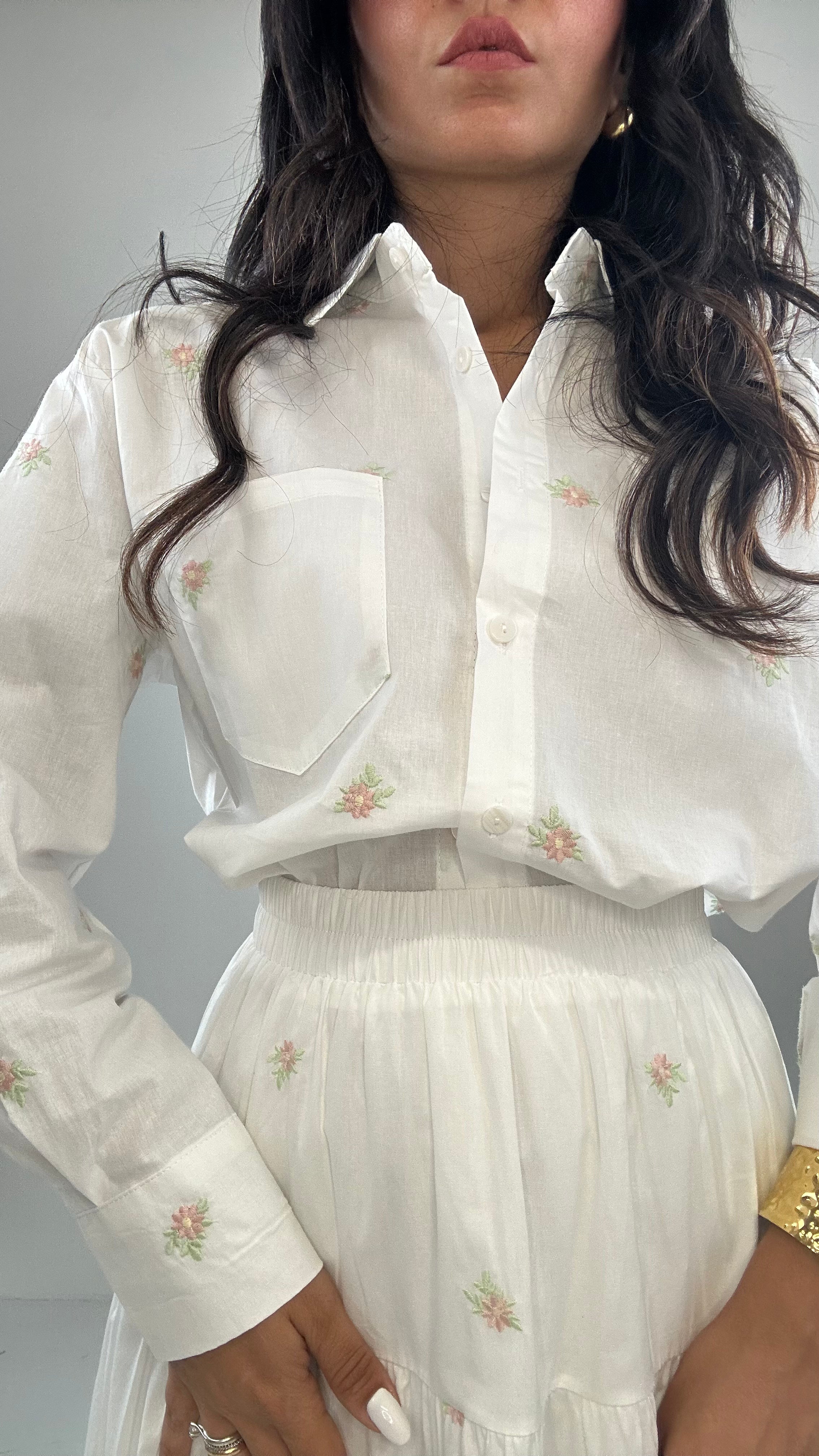 Camicia FIORELLINO IN COTONE - BIANCO