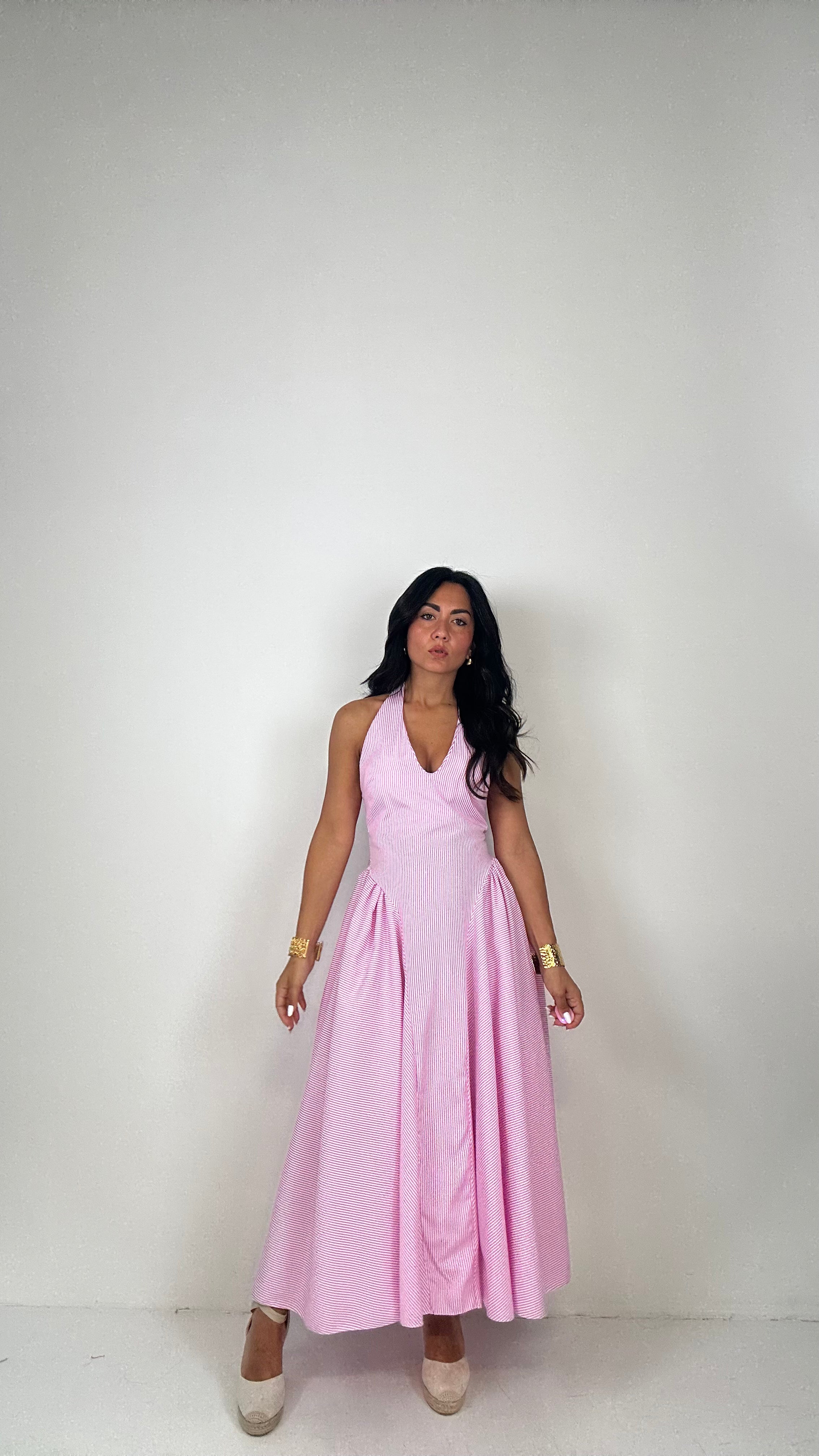 Vestito RUOTA RIGATO - ROSA