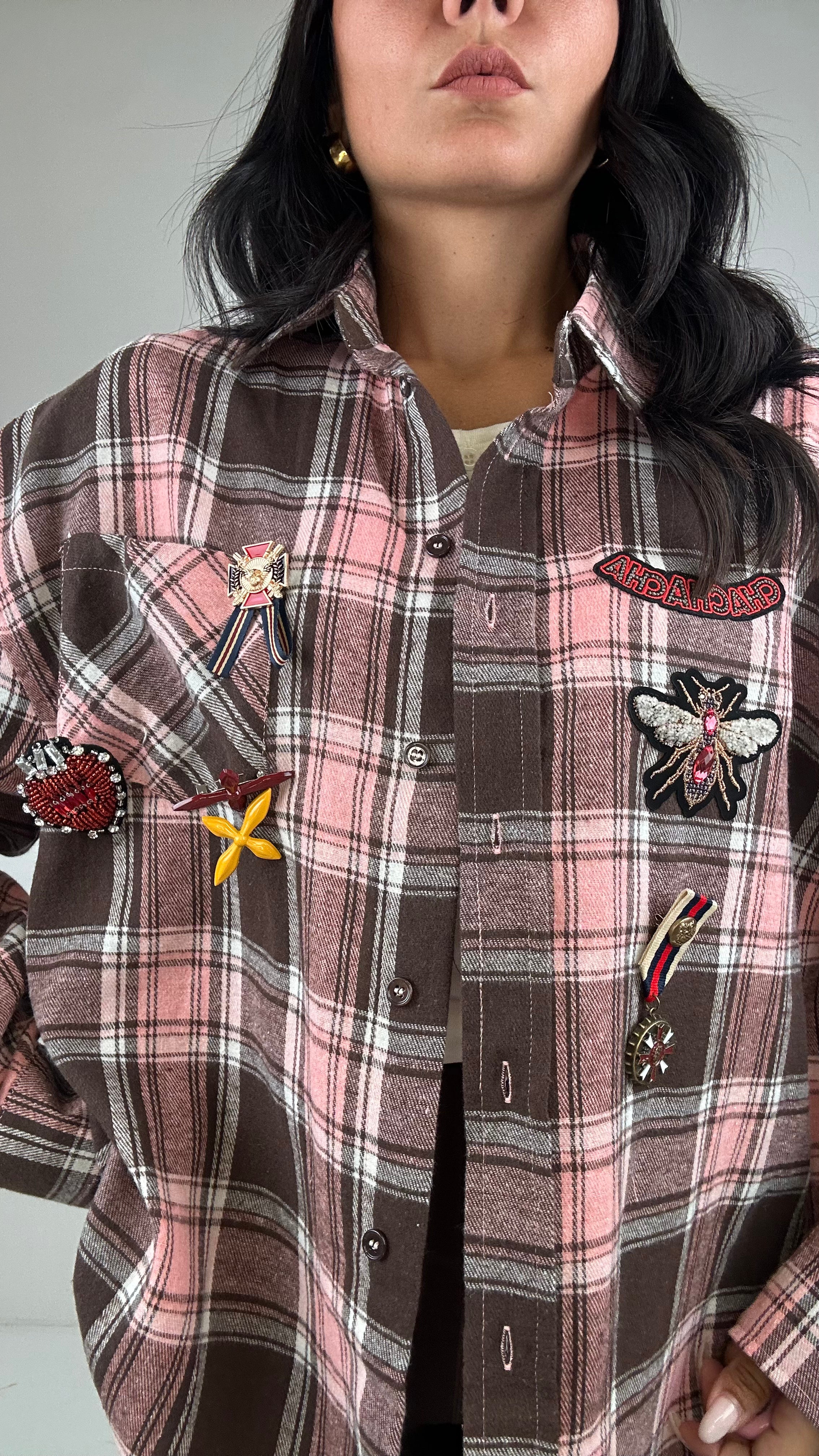 Camicia QUADRI CON SPILLE - ROSA