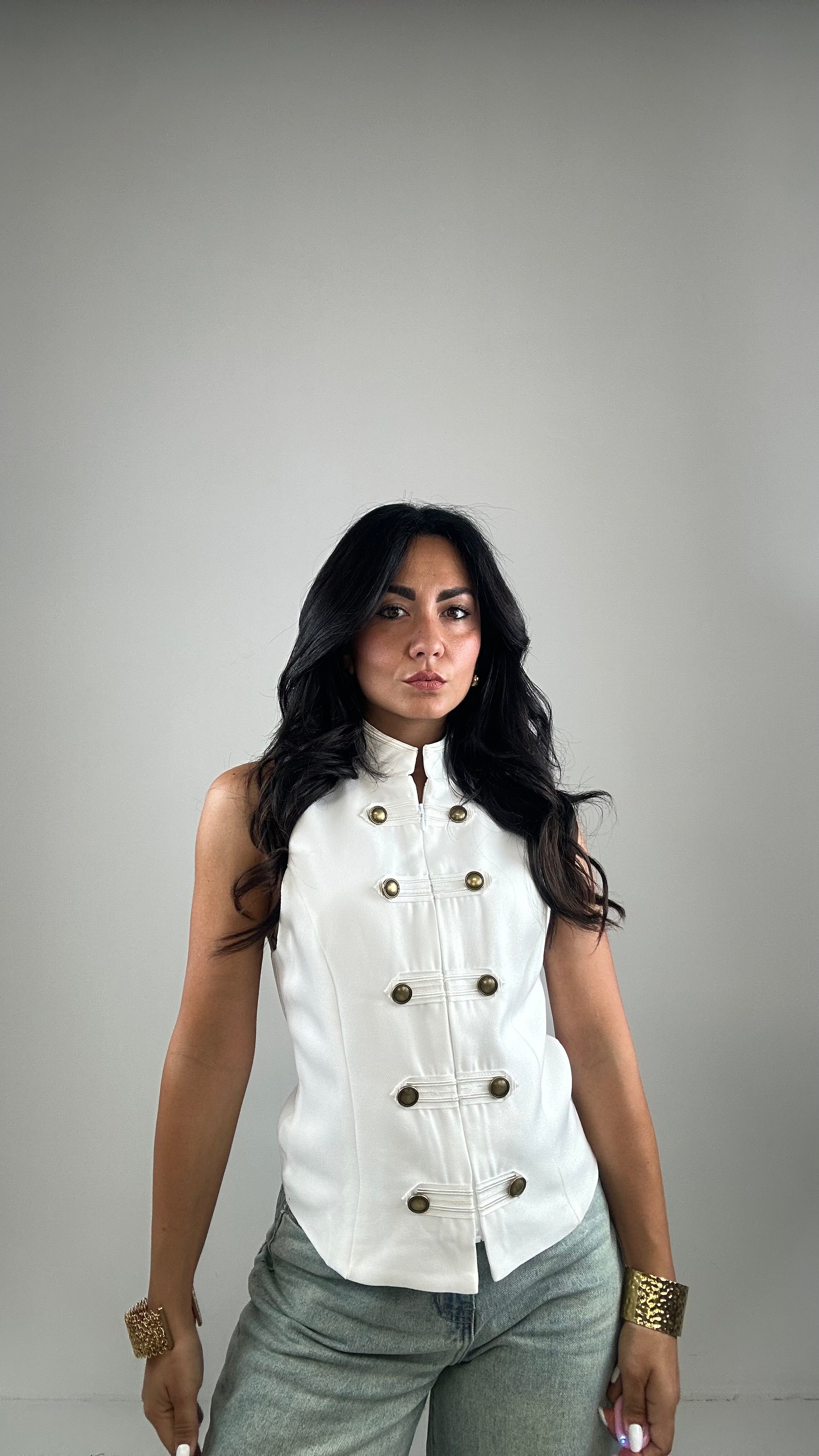 Top GILET GIAPA - BIANCO