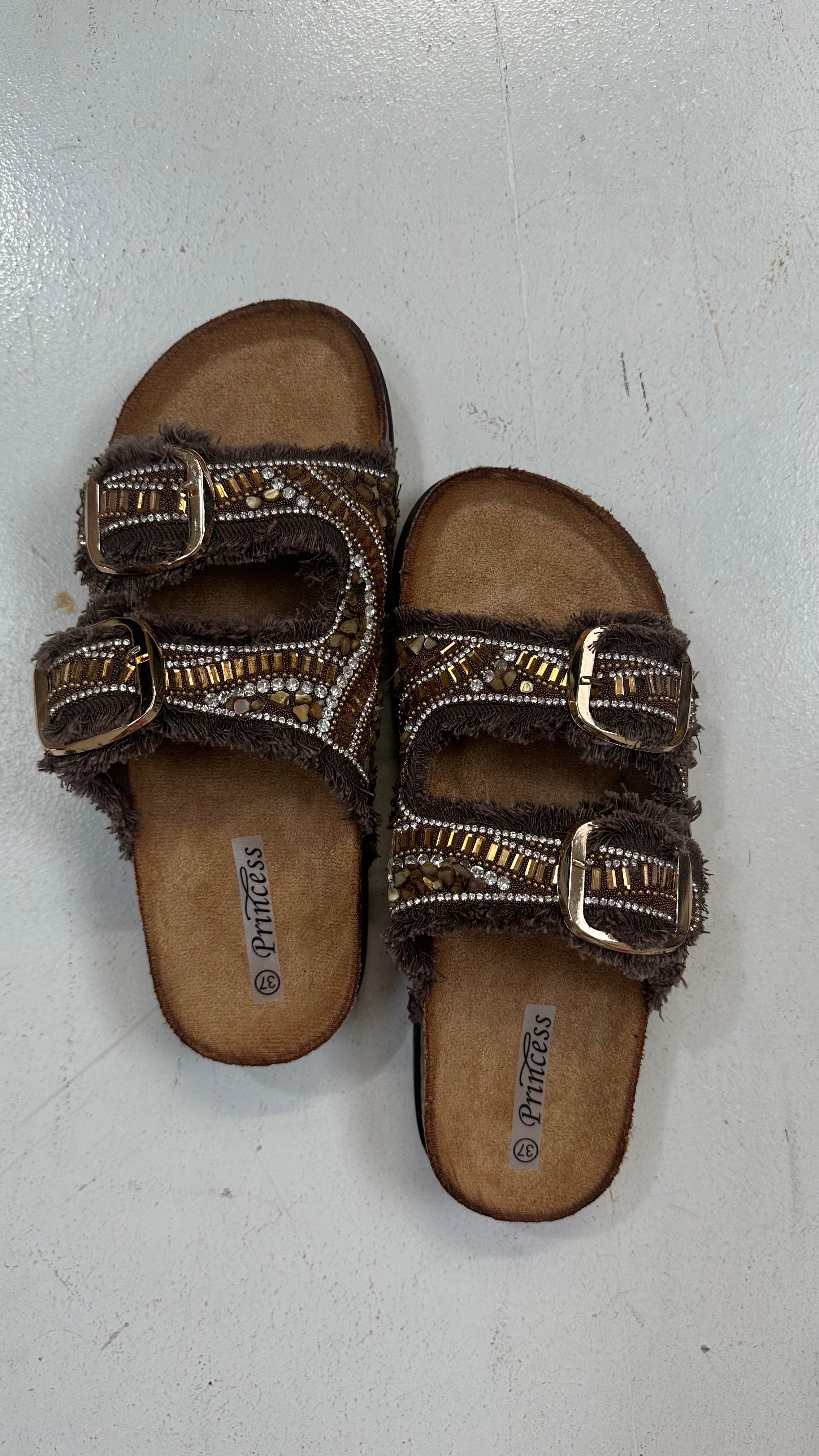 Ciabatta STRASS E PERLA - MARRONE