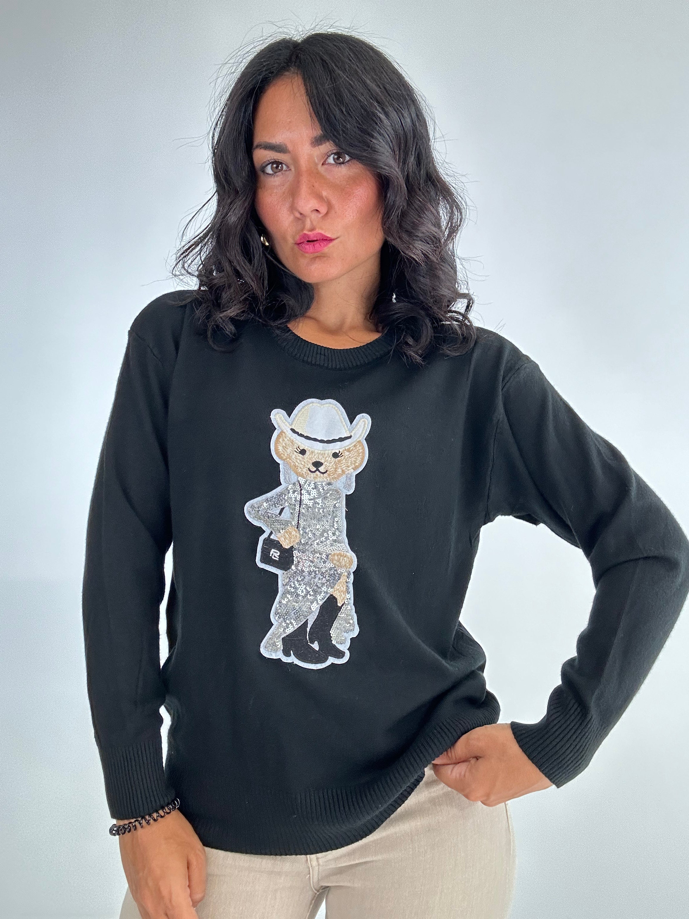 Pull ORSO PAILLETTES - NERO