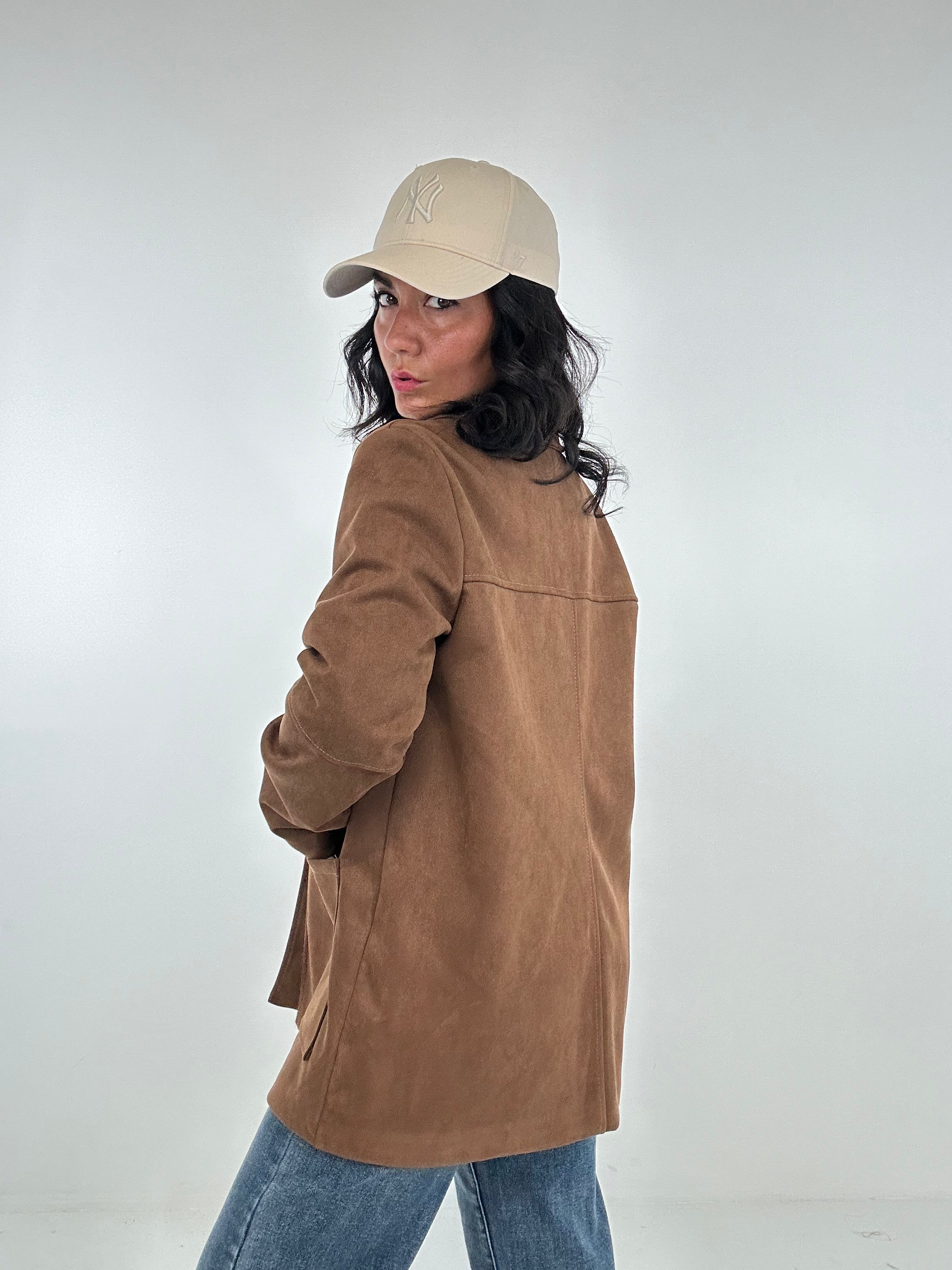 Giacca DRITTA IN CAMOSCIO - MARRONE