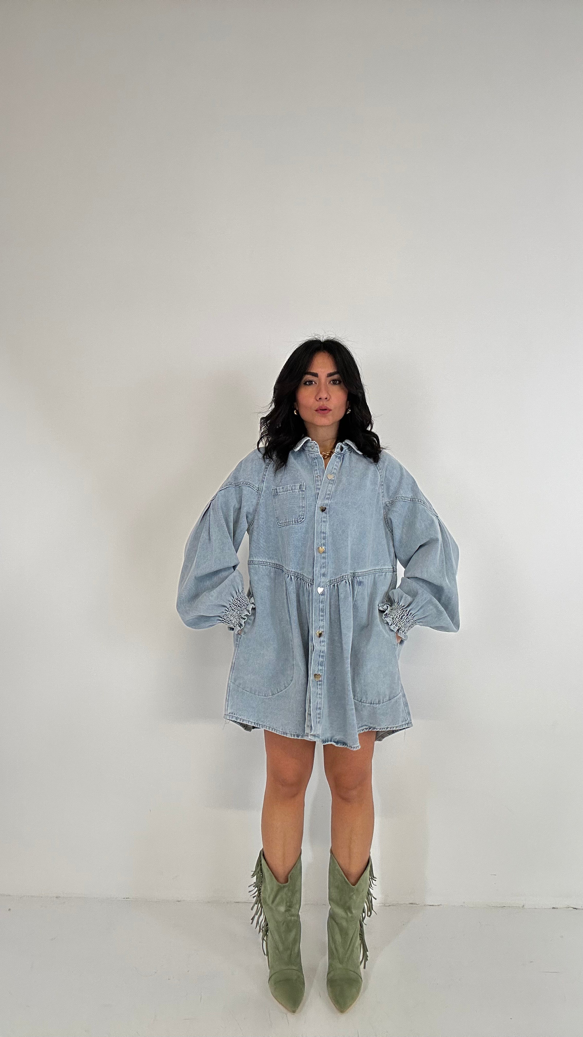 Abitino BOTTONE CUORE - JEANS