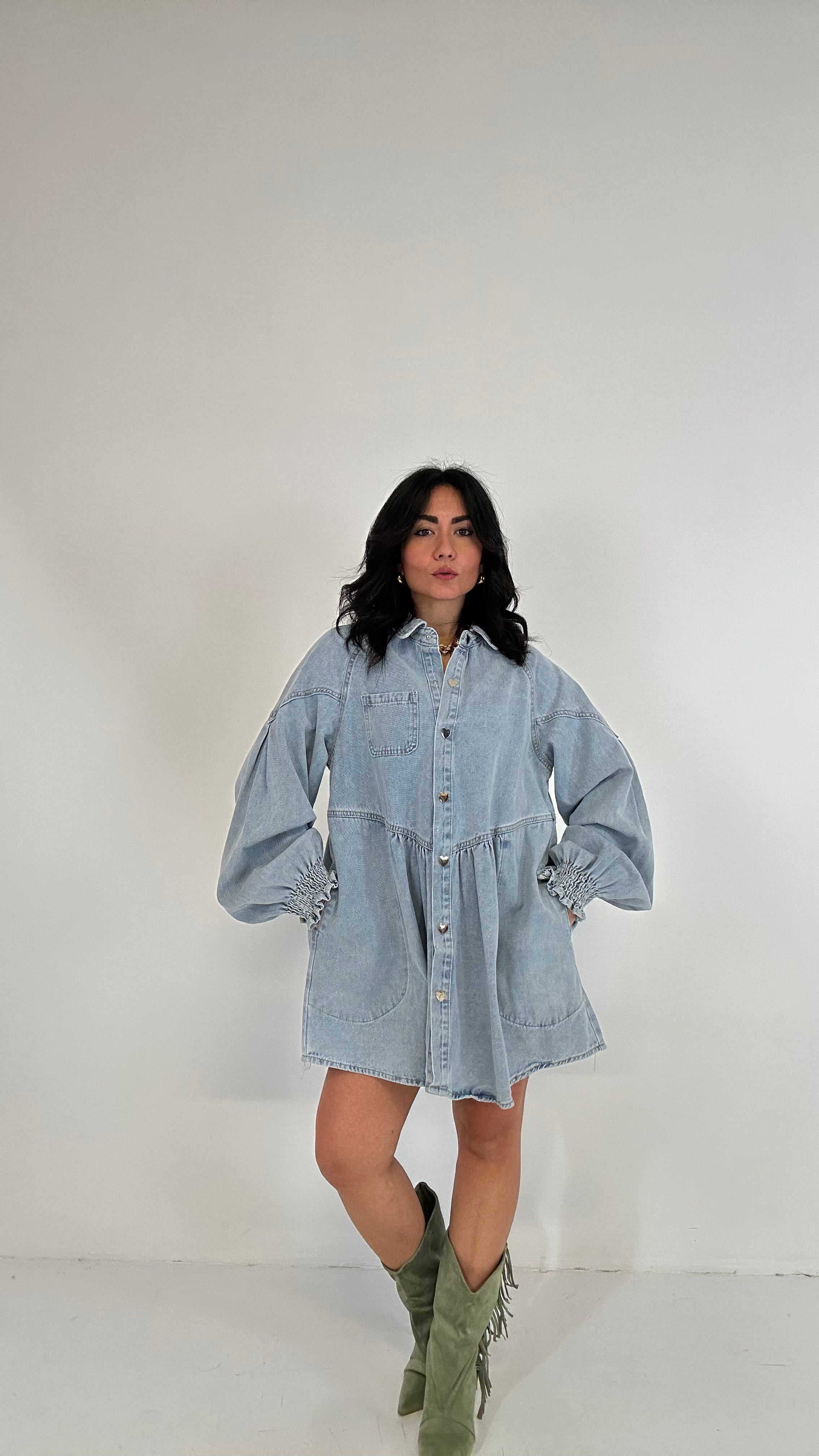 Abitino BOTTONE CUORE - JEANS