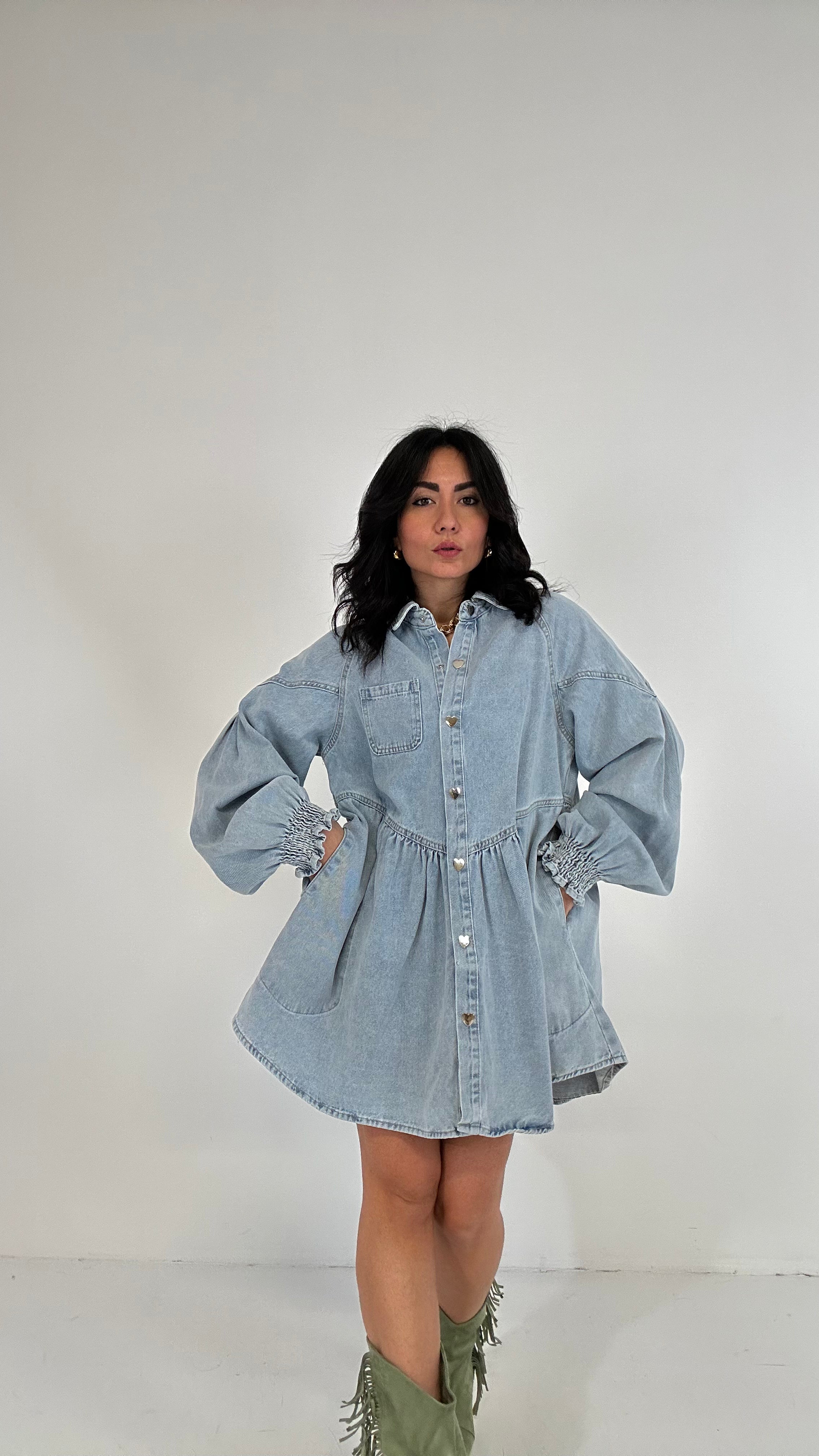 Abitino BOTTONE CUORE - JEANS