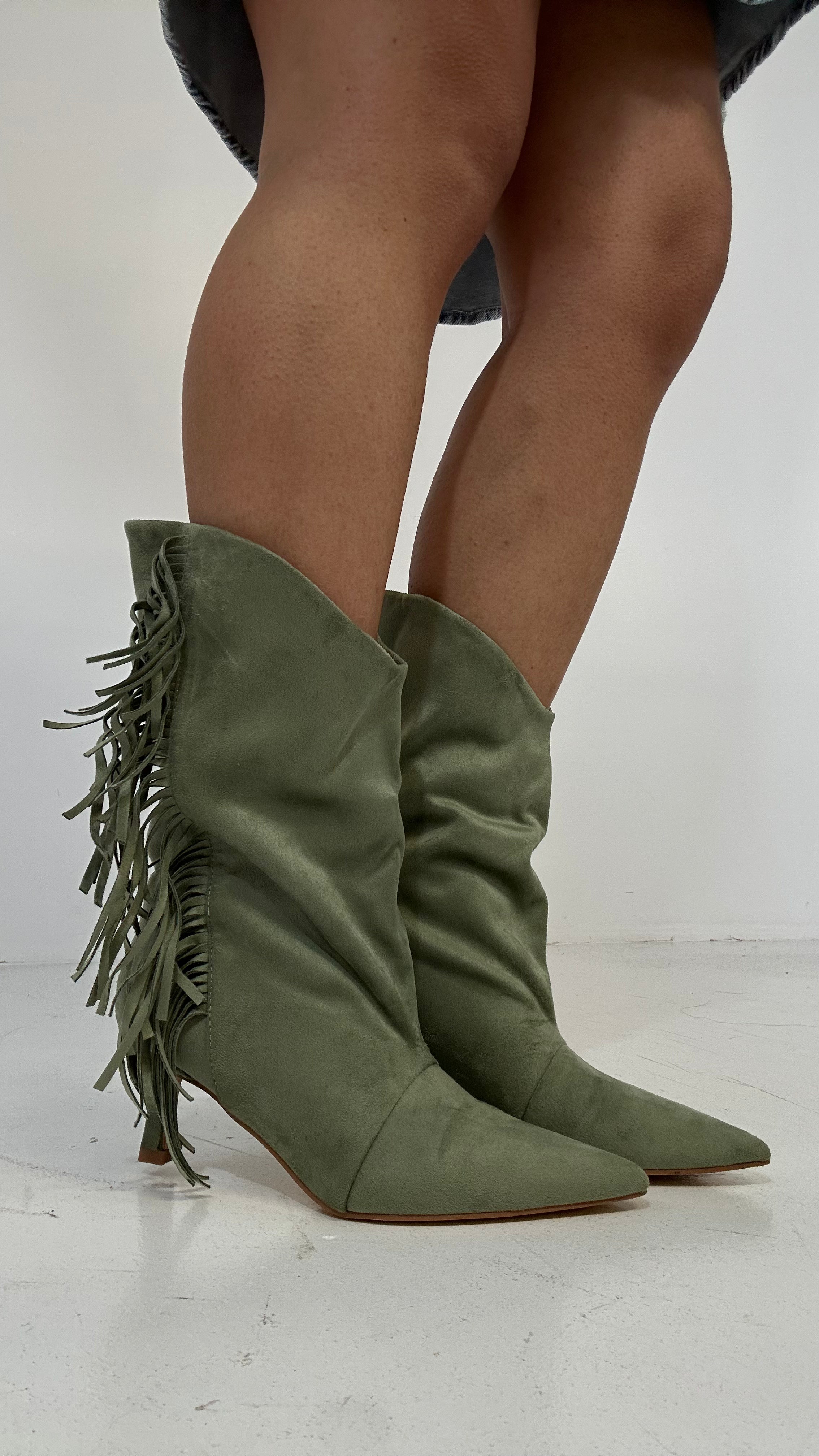 Stivaletto CON FRANGE - VERDE