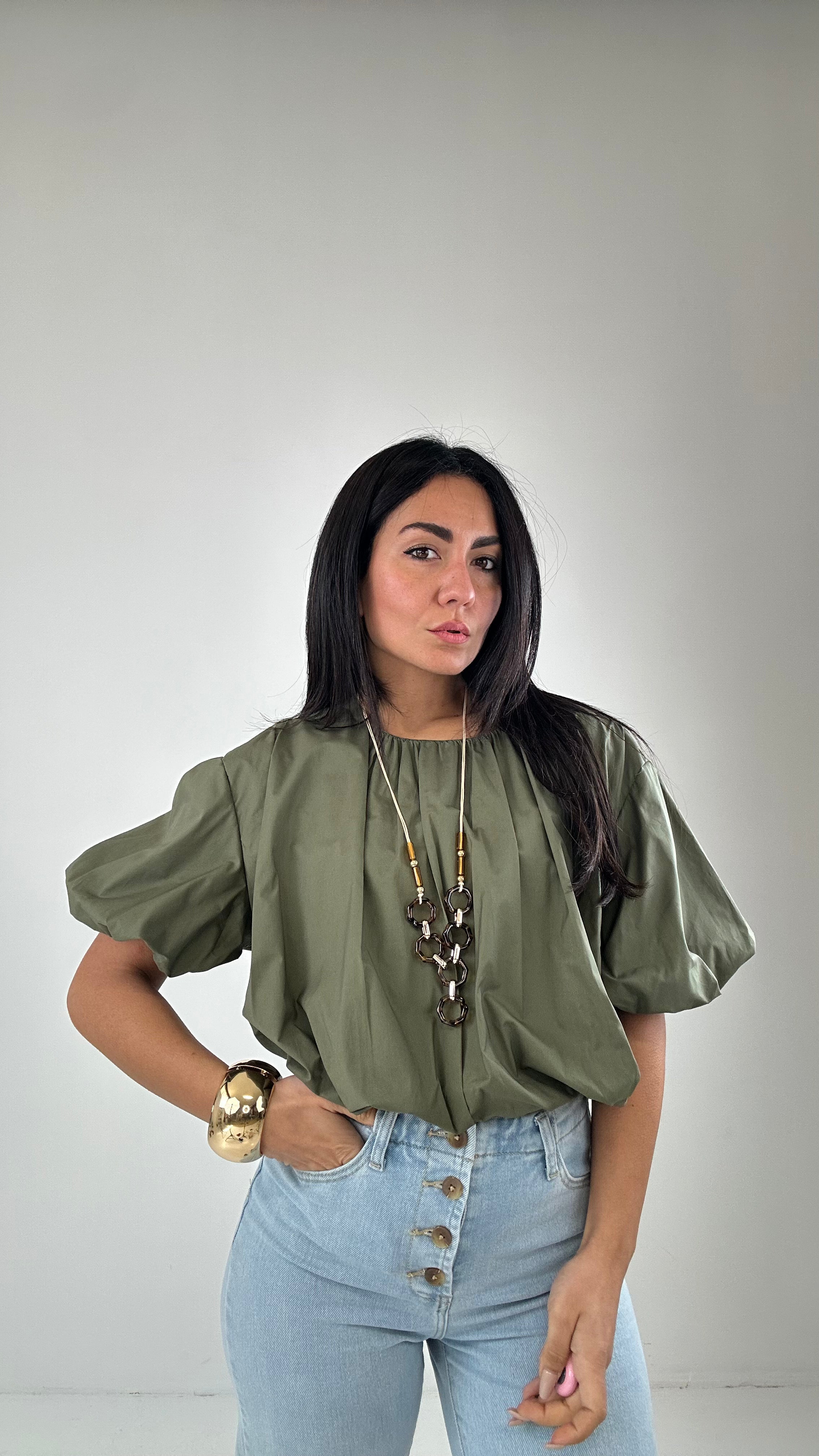 Maglia PALLONCINO E COLLANA - VERDE MILITARE