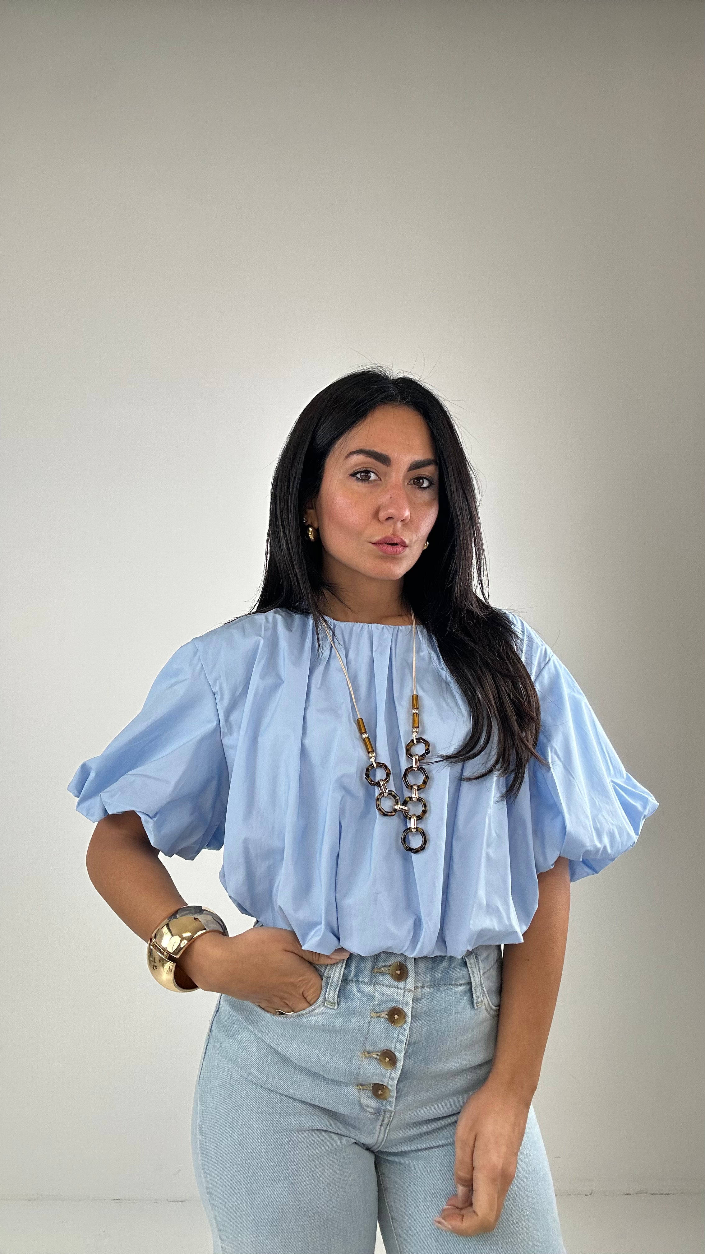 Maglia PALLONCINO E COLLANA - CELESTE