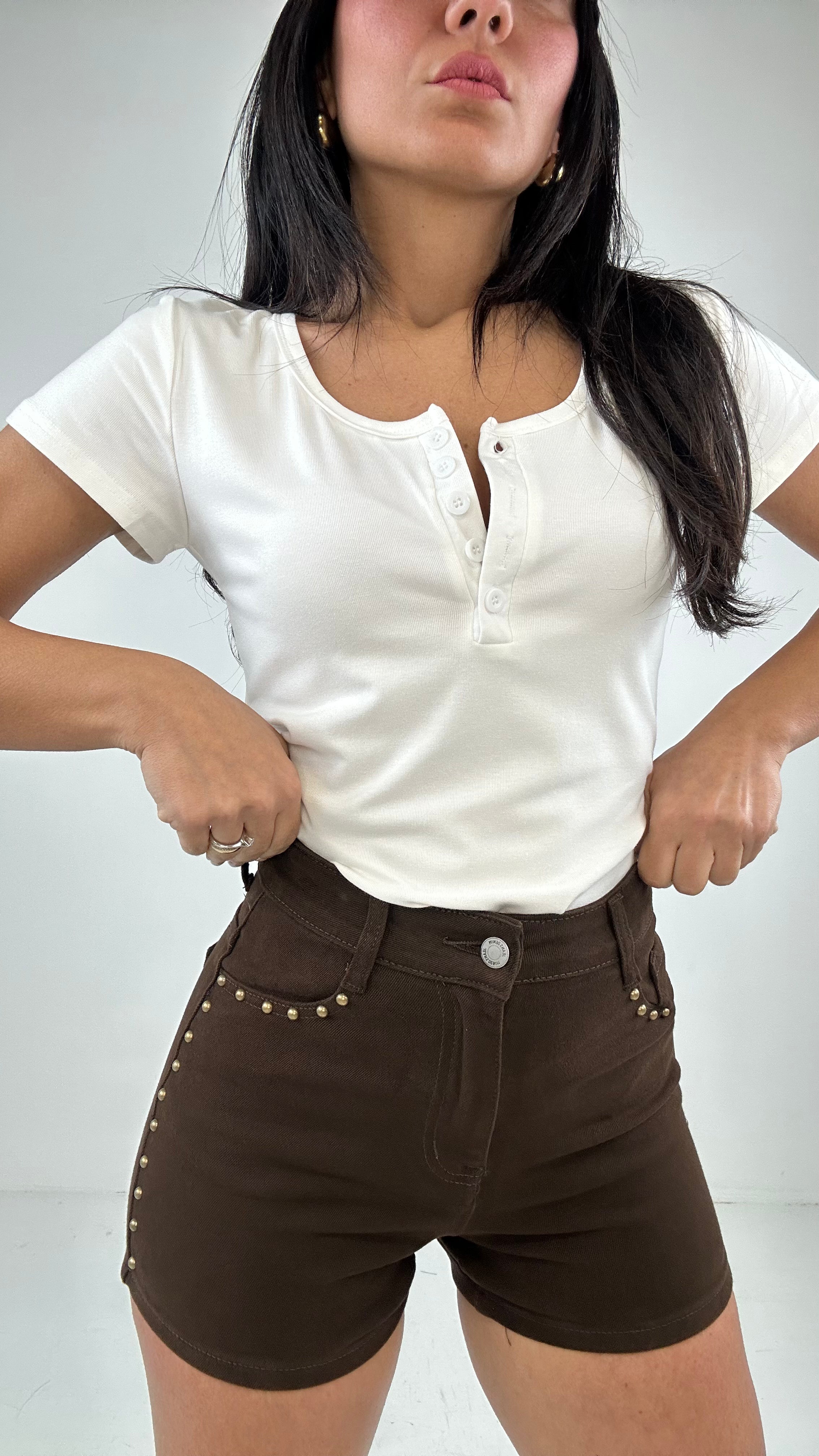 Shorts CON BORCHIE - MARRONE