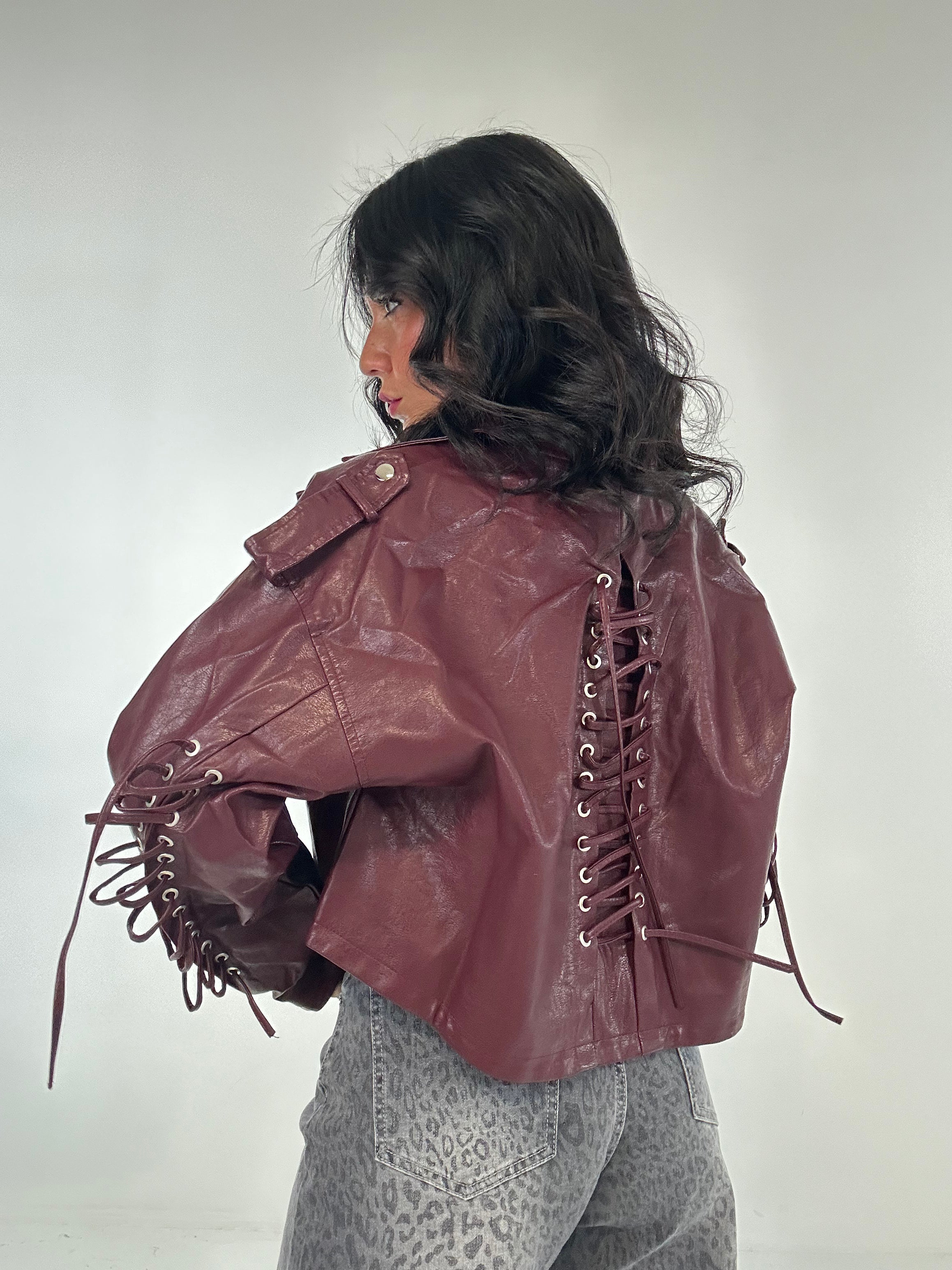 Chiodo OVER ECOPELLE INTRECCI - BORDEAUX
