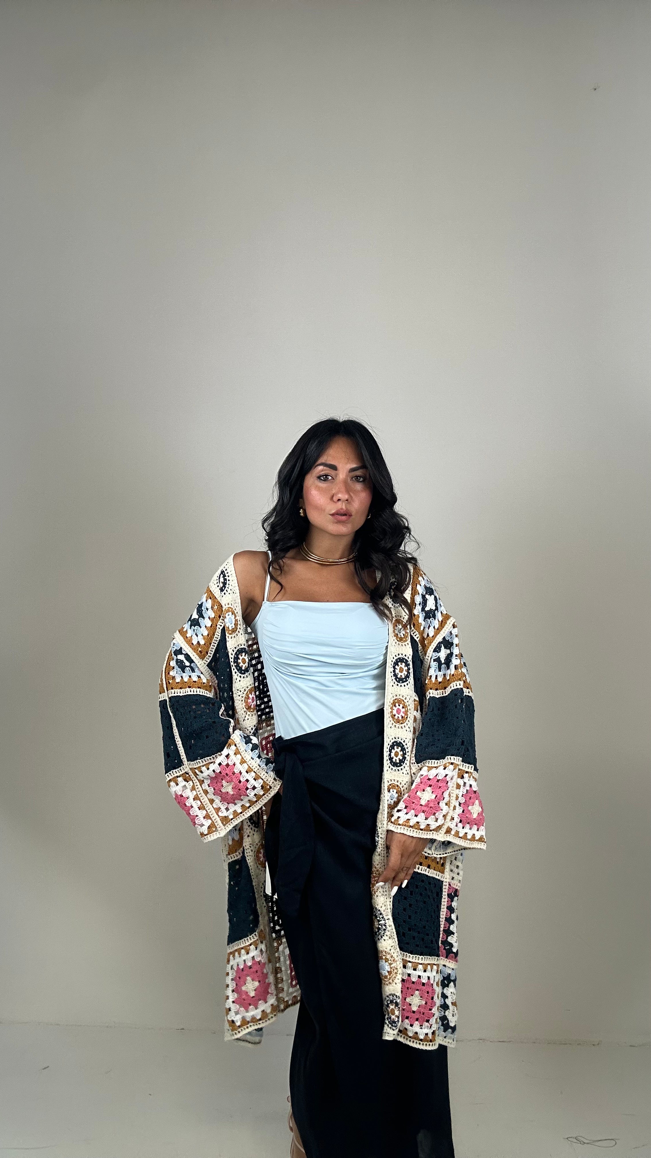 Kimono MACRAME' - BLU