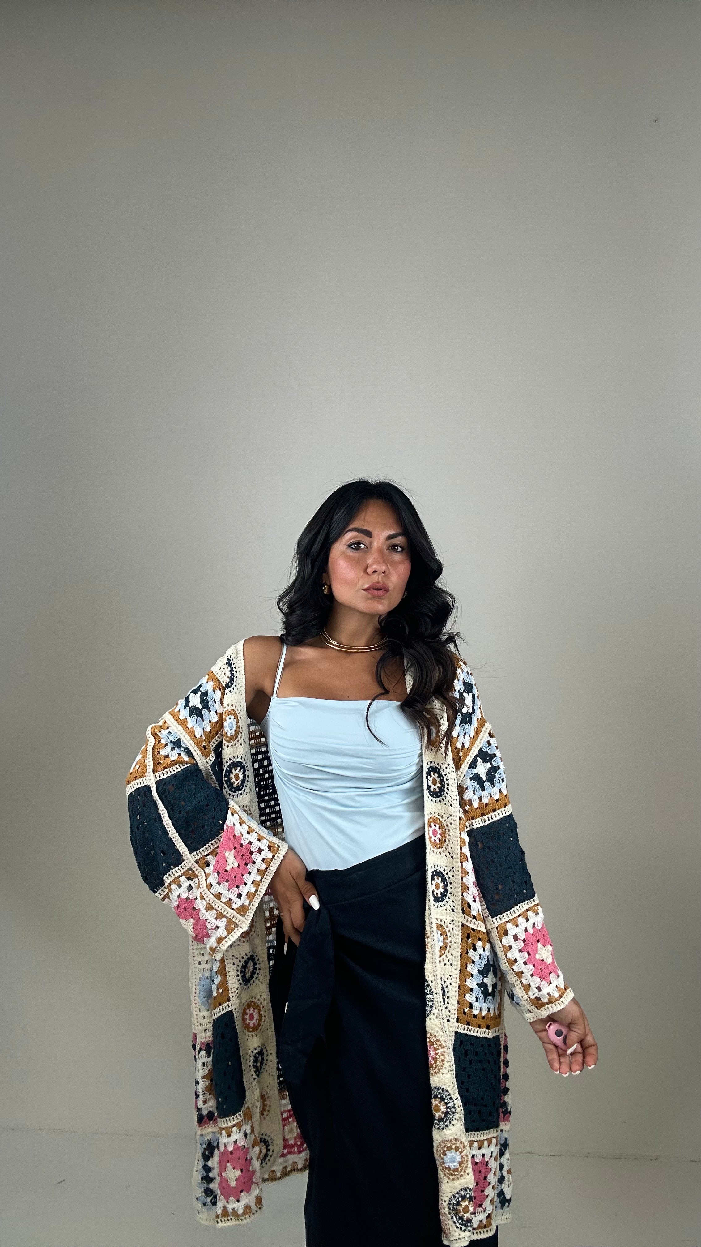 Kimono MACRAME' - BLU