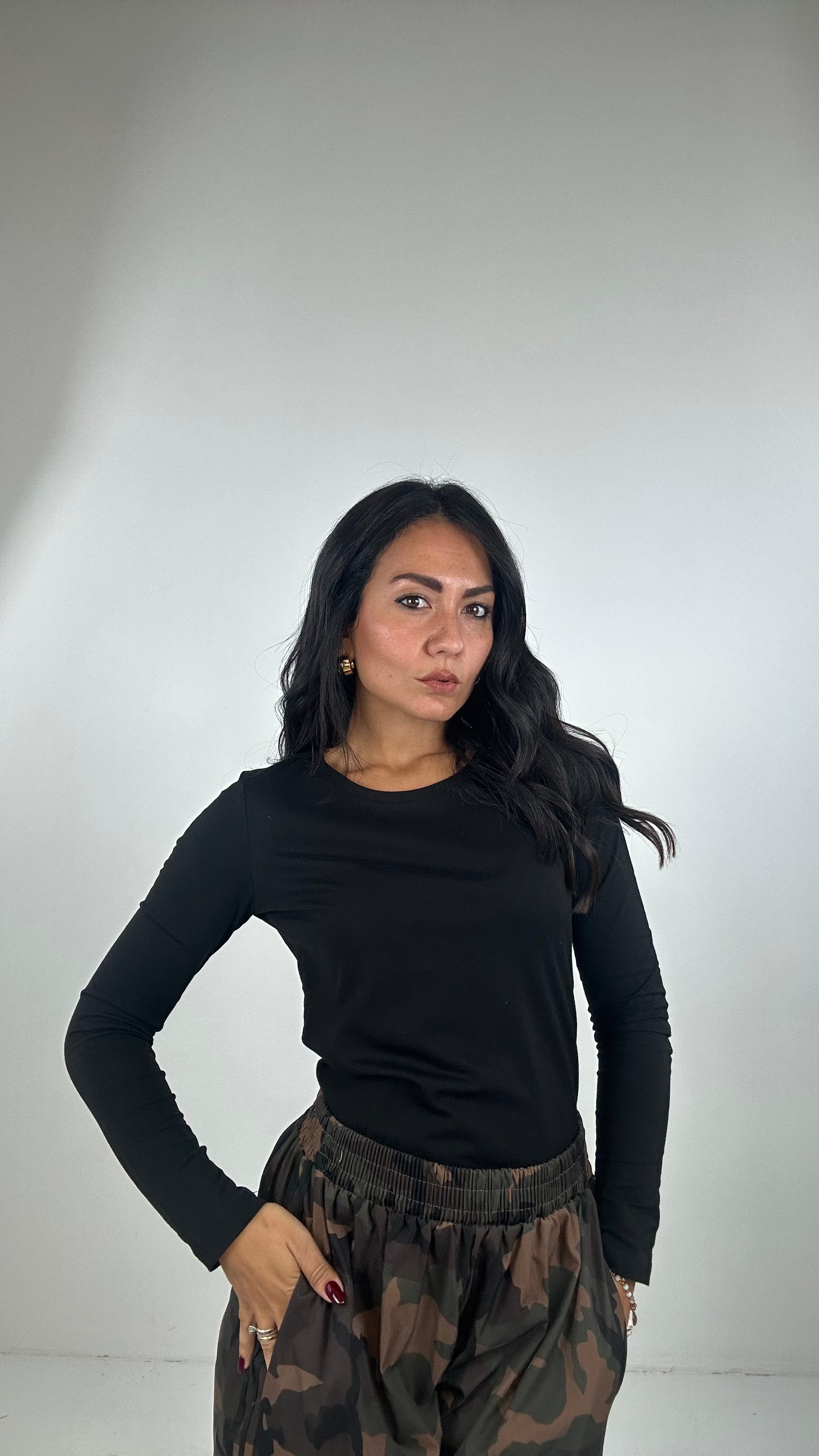 Maglia COTONE MANICA LUNGA - NERO