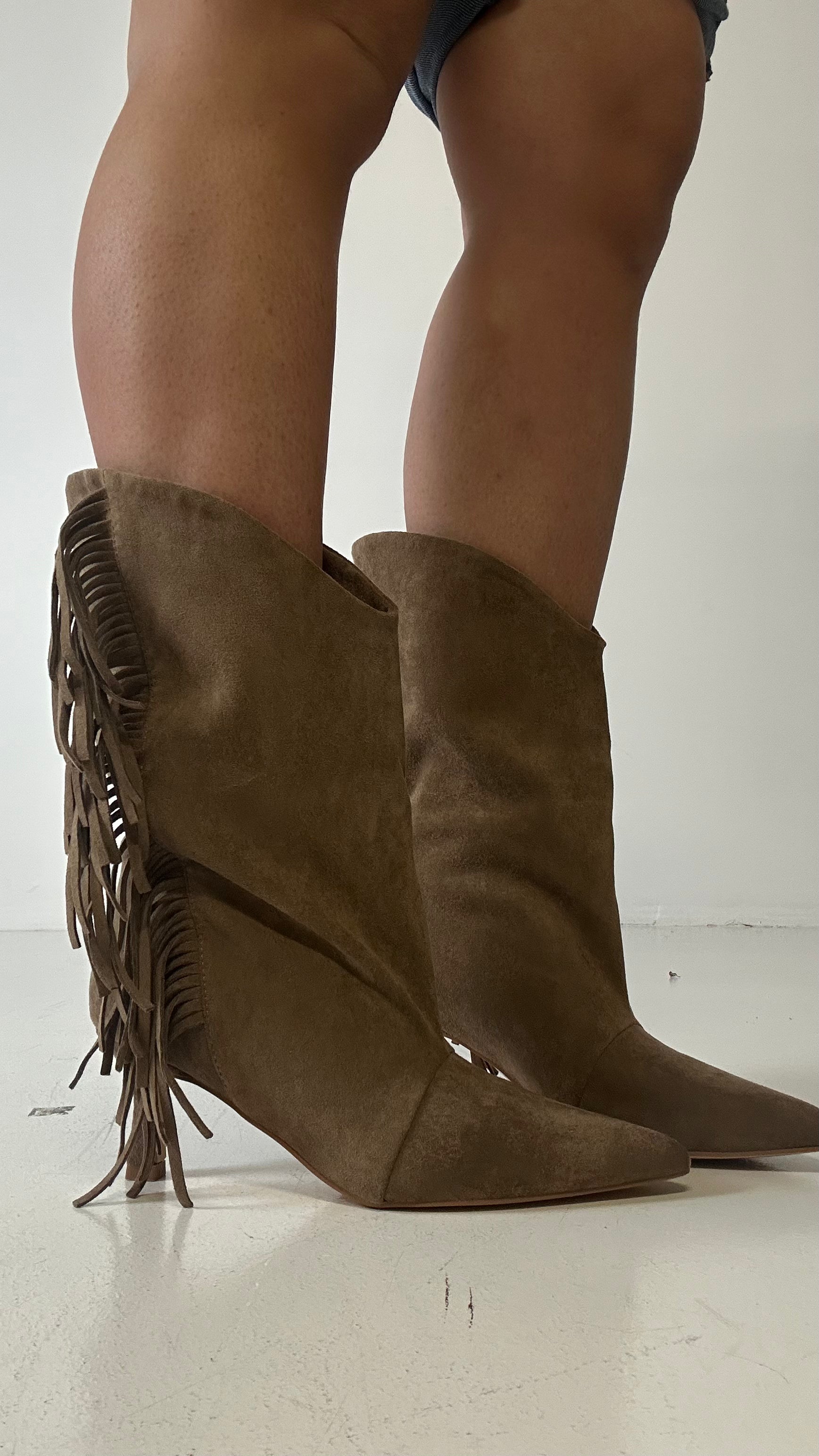 Stivaletto CON FRANGE - KHAKI