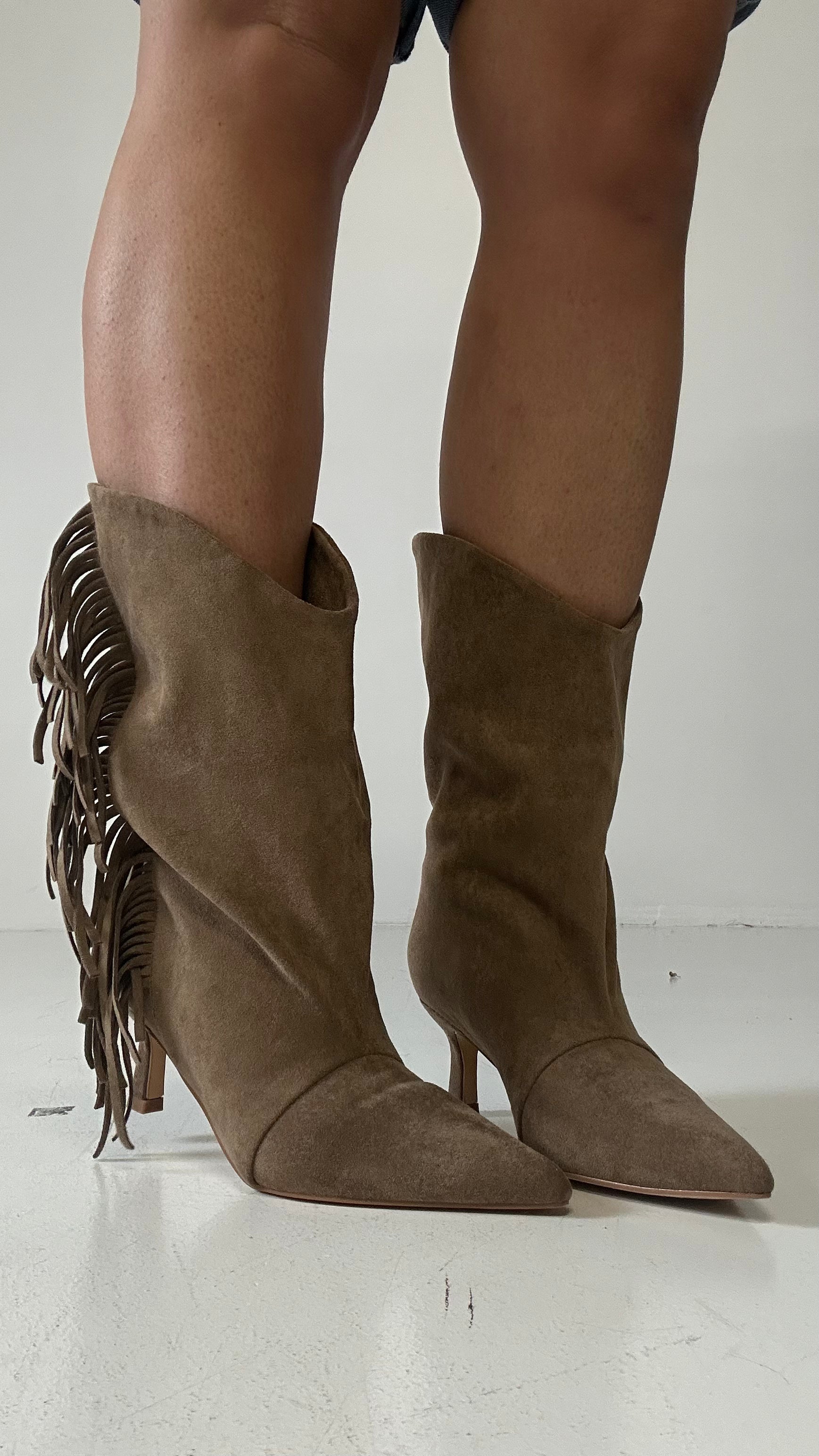 Stivaletto CON FRANGE - KHAKI