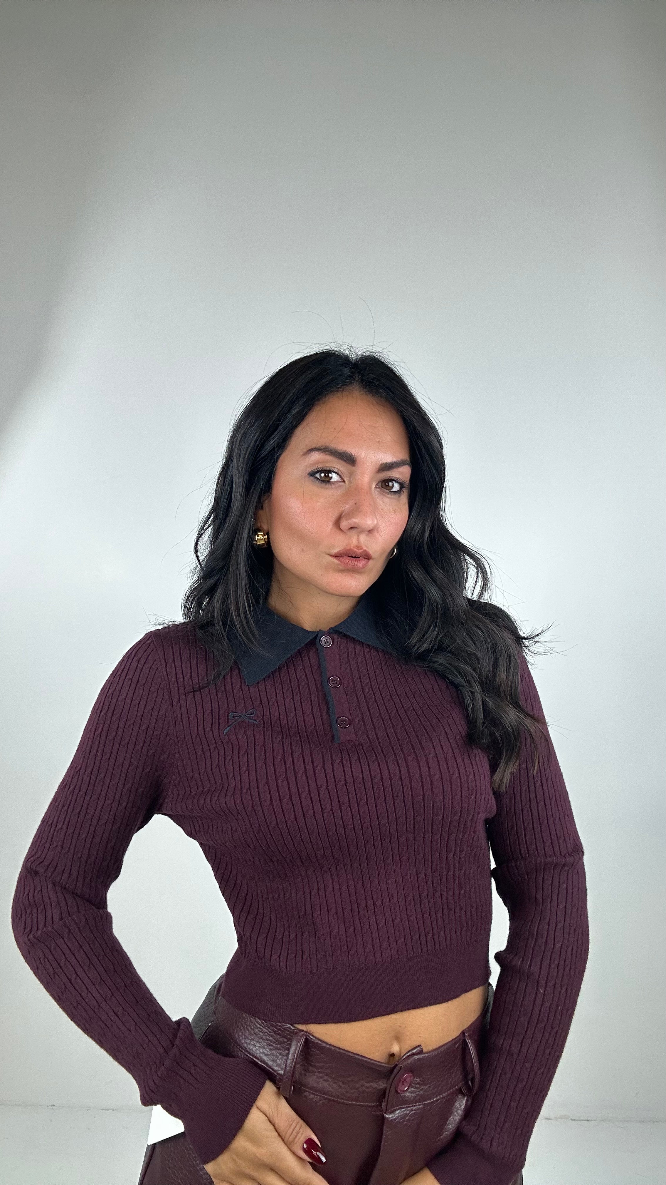Polo CROP FIOCCHETTO - BORDEAUX
