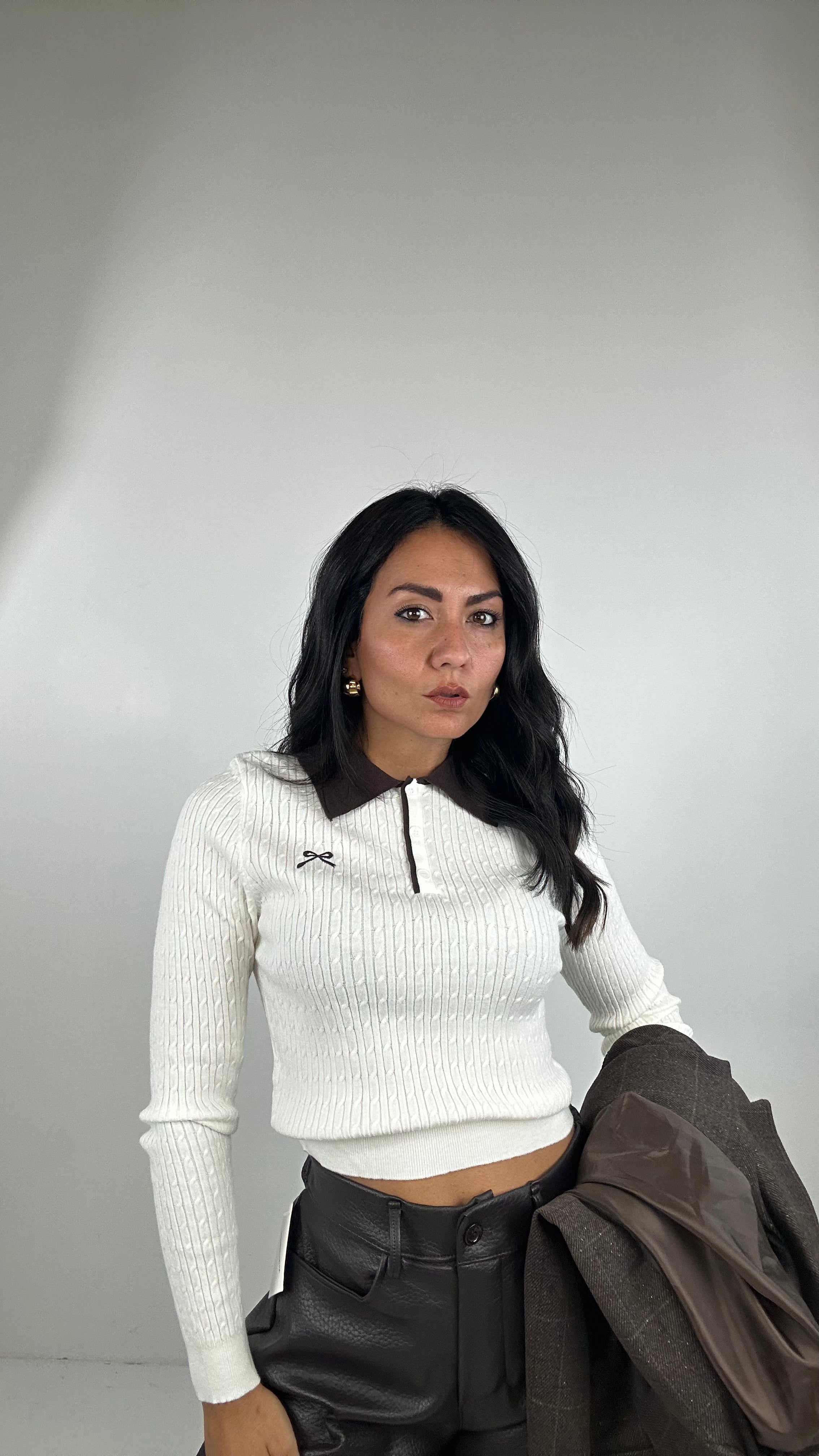 Polo CROP FIOCCHETTO - BIANCO
