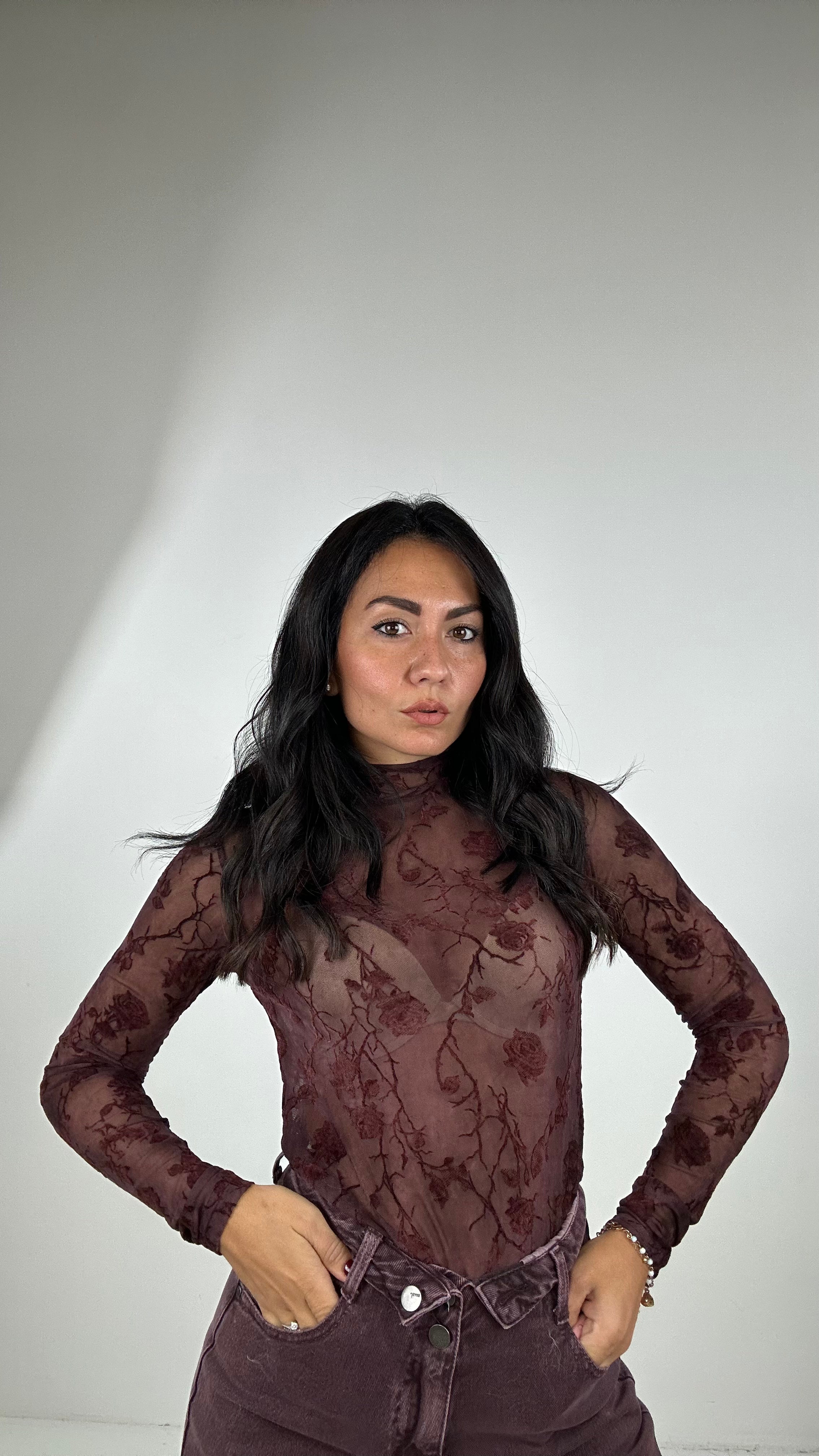 Maglia VELATA FIORELLINO - BORDEAUX