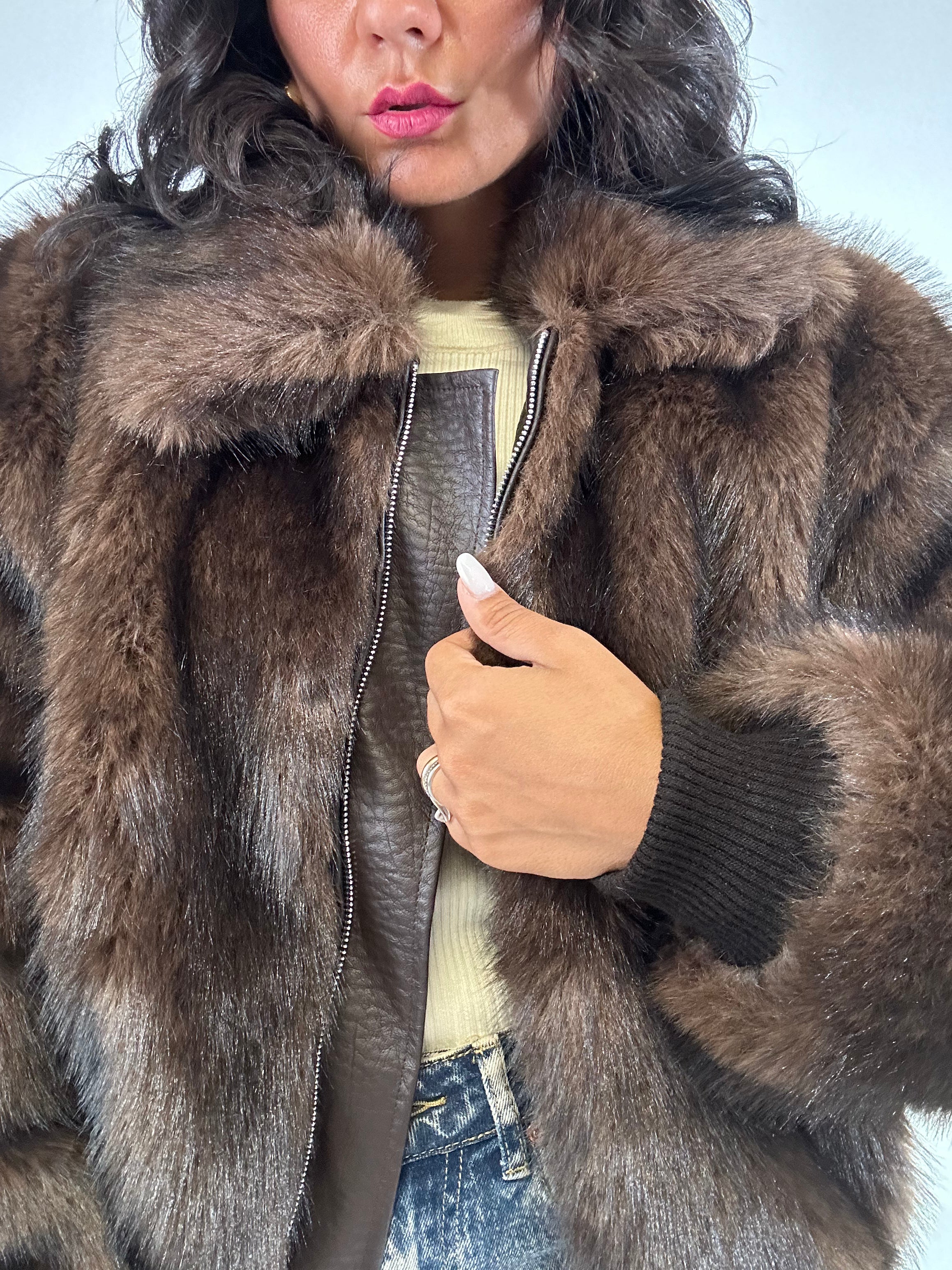 Ecopelliccia BOMBER LUMINA - MARRONE