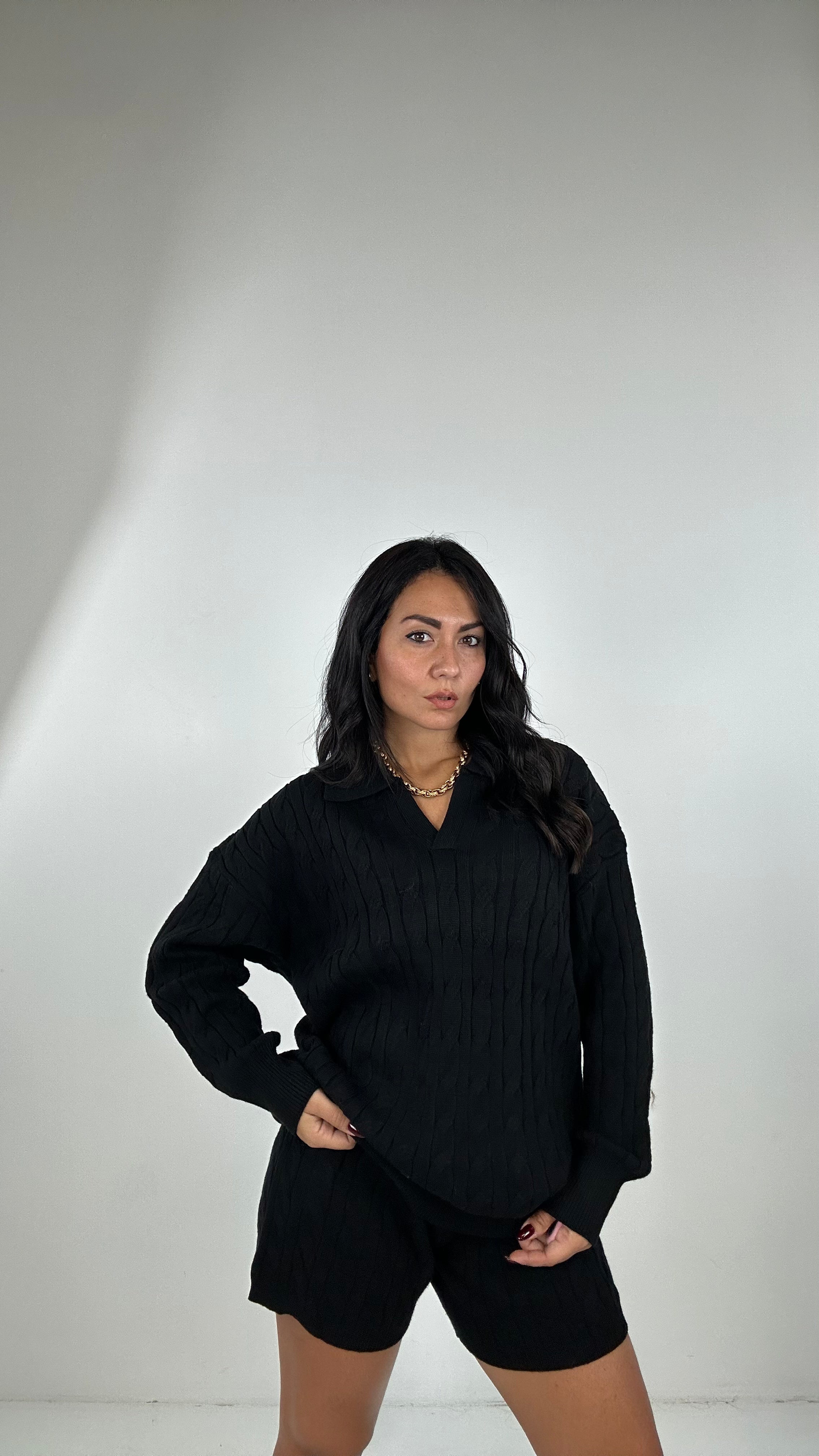 Coordinato TRECCIA POLO - NERO