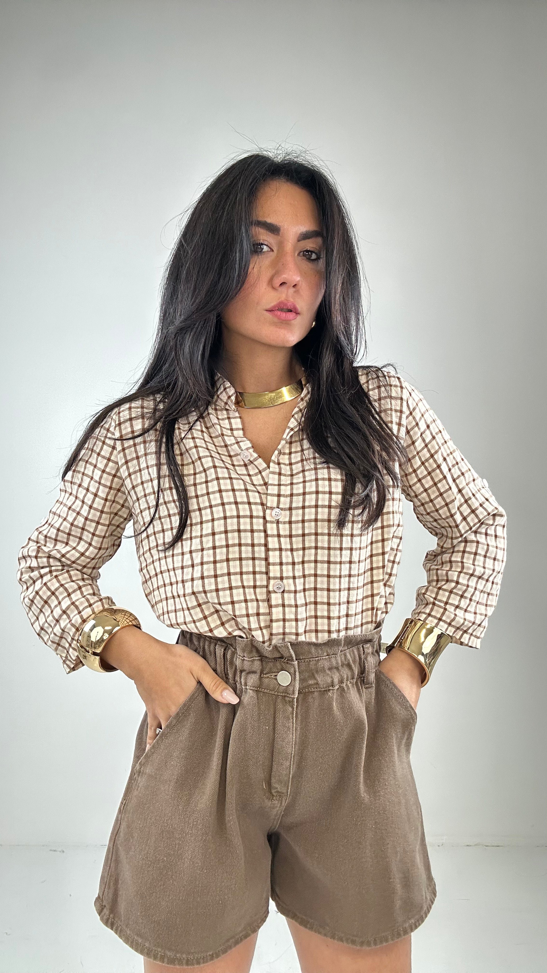 Shorts CINTO ARRICCIATO - MARRONE