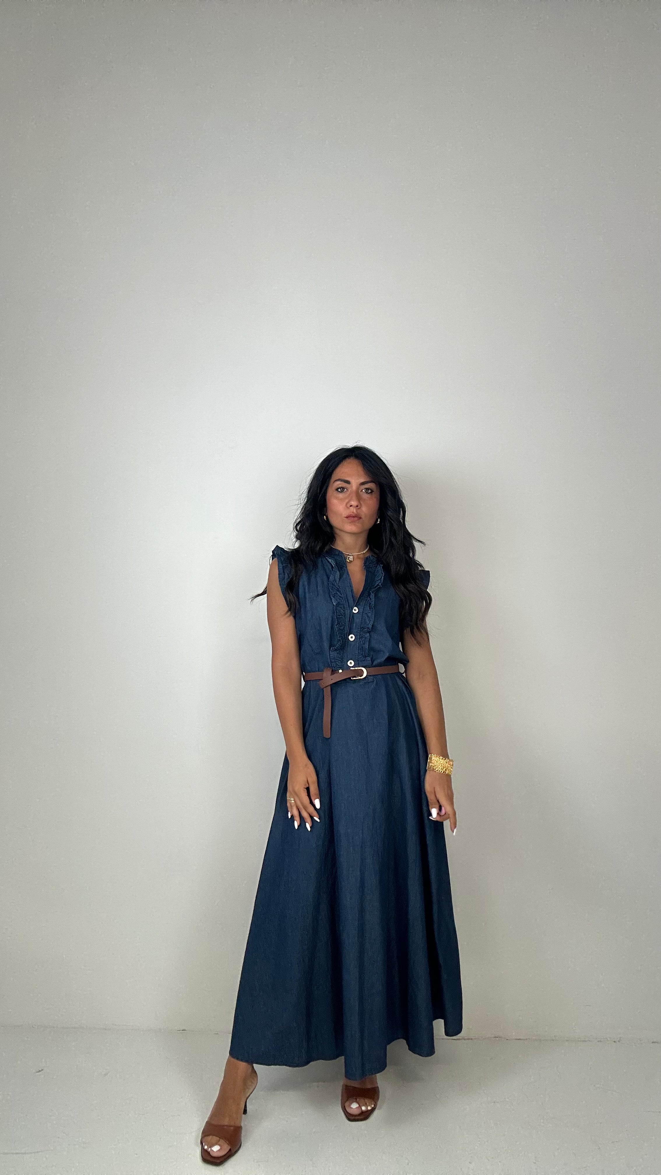 Abito DENIM CON VOLANT - JEANS SCURO