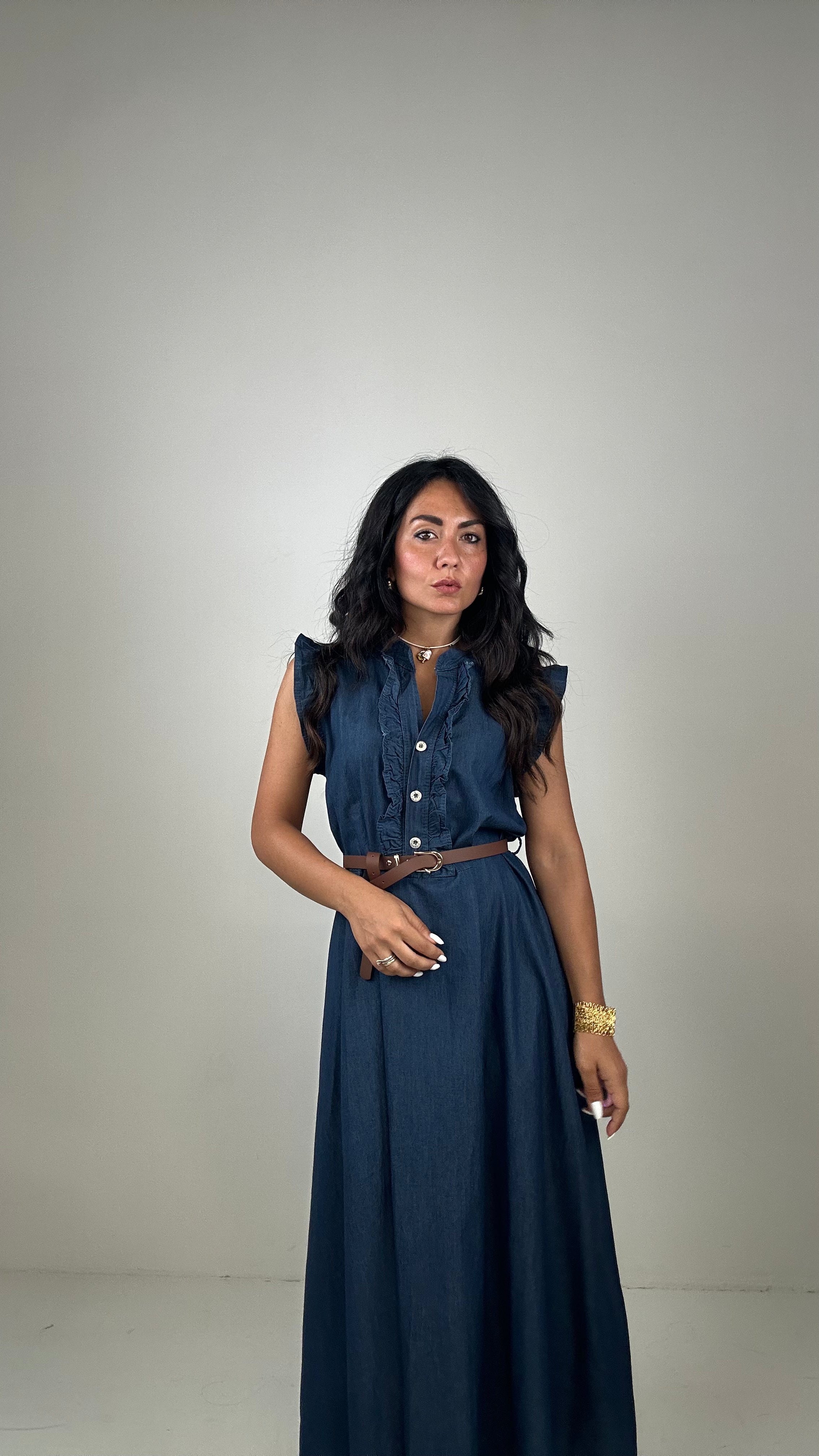 Abito DENIM CON VOLANT - JEANS SCURO