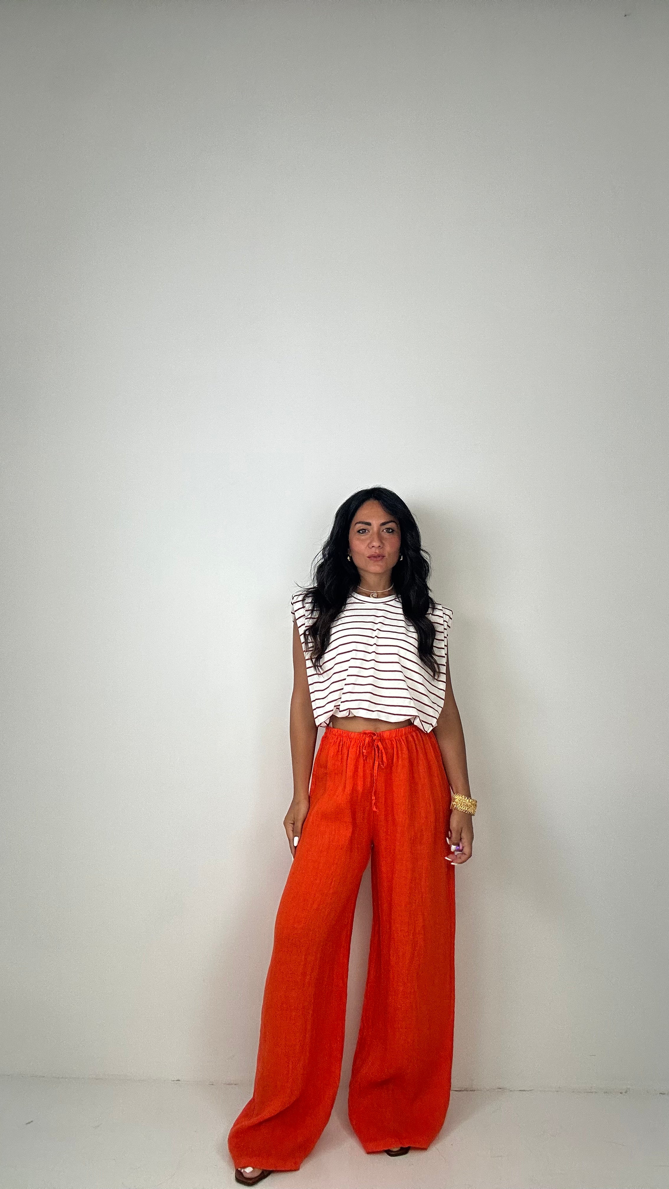 Pantalone 100% LINO - ARANCIO